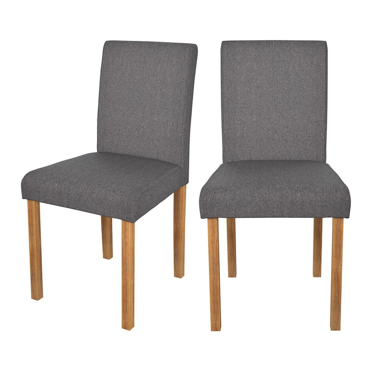 Rendez vous déco Lot de 2 chaises en tissu gris foncé et pieds en bois d'hévéa - Havane