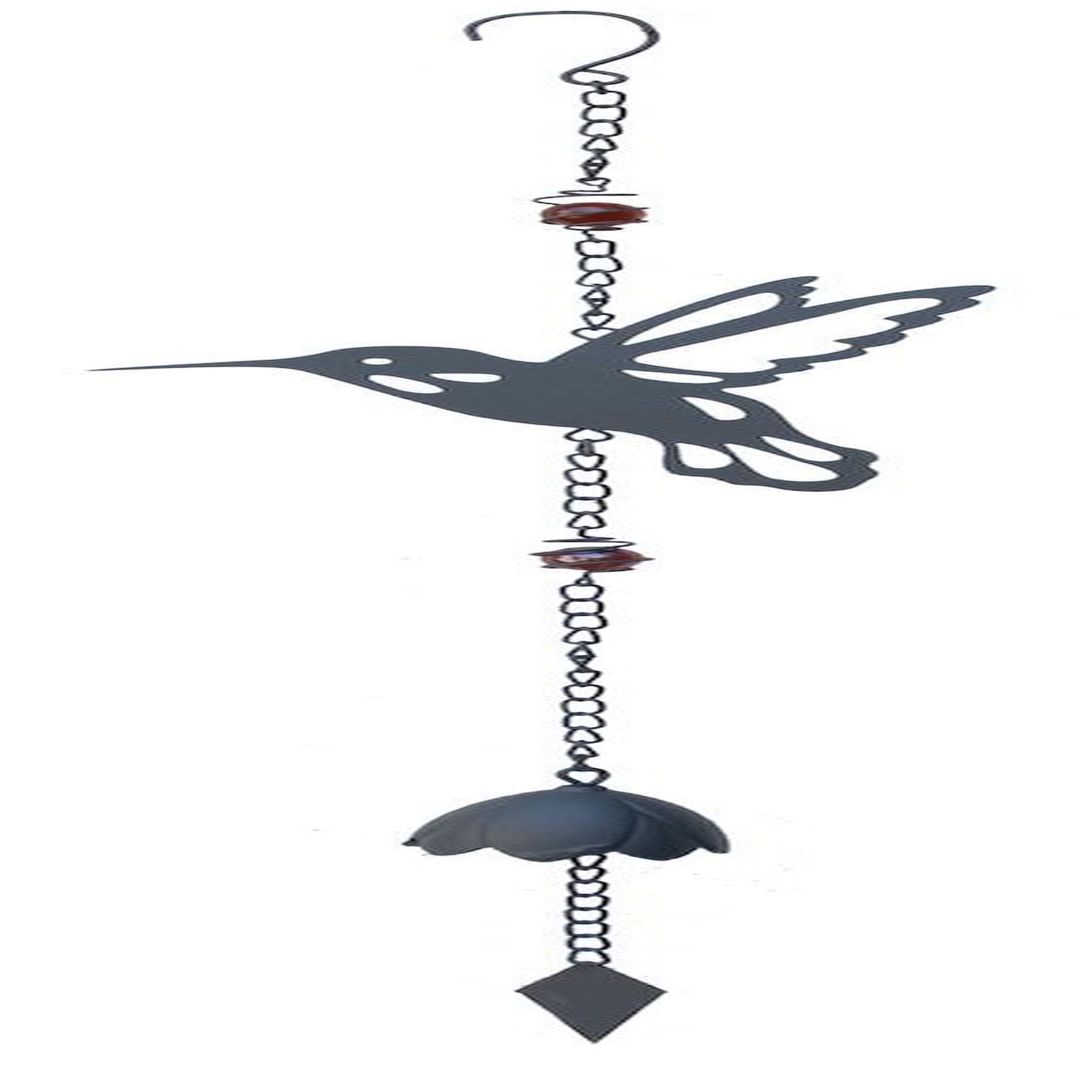 CENTRALE BRICO Carillon en forme de colibri avec perles - anthracite