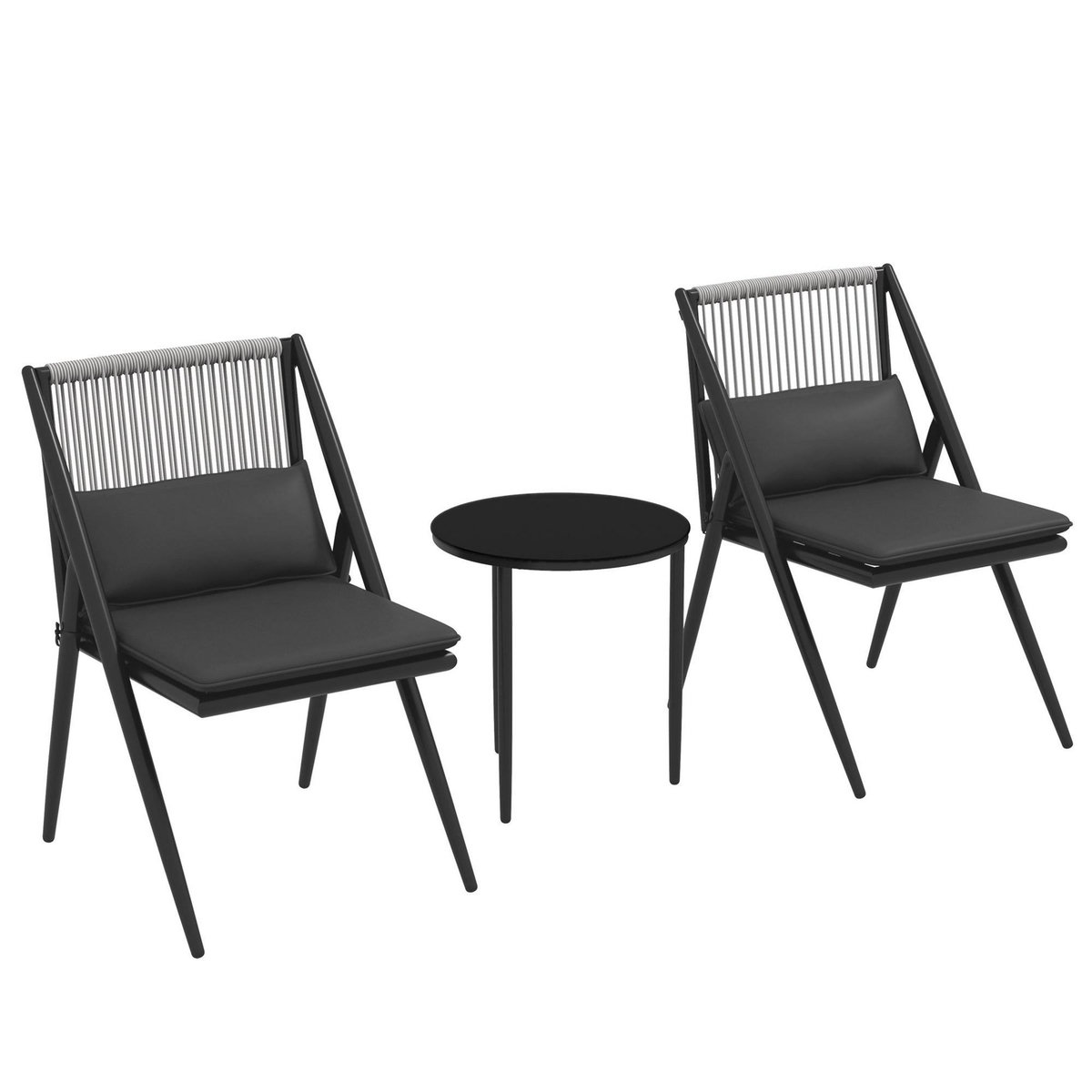 OUTSUNNY Ensemble bistro de jardin design Acapulco 2 places 3 pièces avec coussins