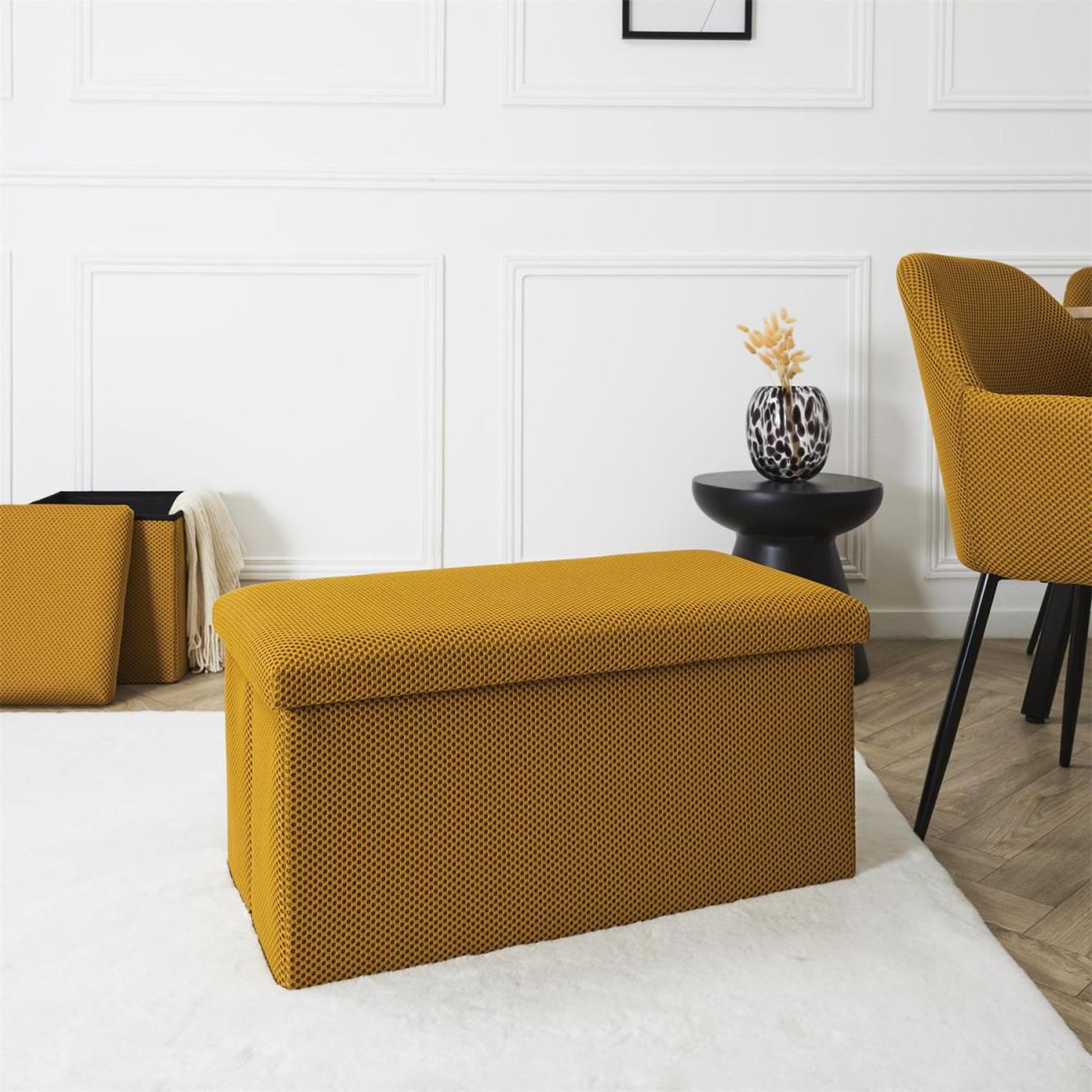 Voir la diapositive 5 : The Home Deco Factory Banquette coffre pliable  atome  76cm jaune