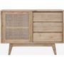 Voir la diapositive 4 : Paris Prix Buffet 1 Porte & 3 Tiroirs en Teck  Archi  120cm Naturel