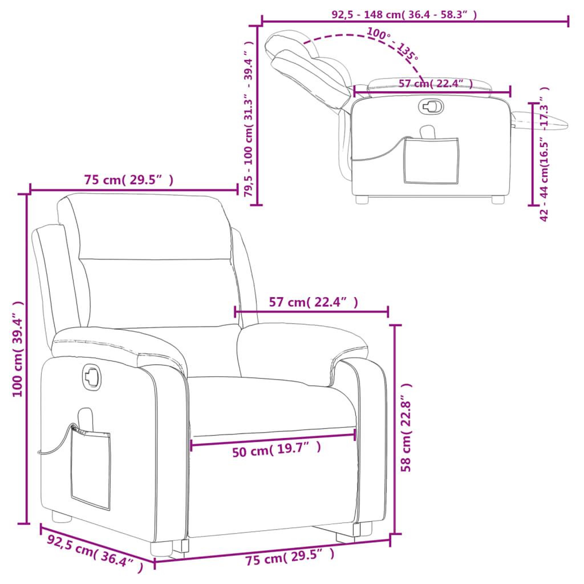 Voir la diapositive 6 : VIDAXL Fauteuil de massage inclinable Gris fonce Velours