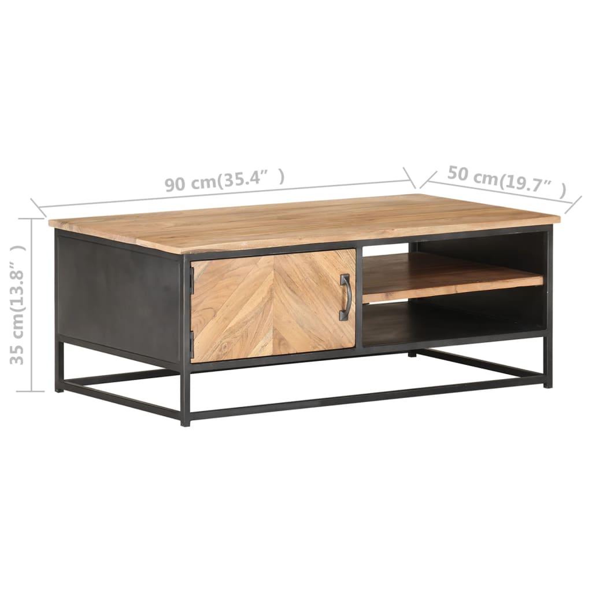 Voir la diapositive 6 : VIDAXL Table basse 90x50x35 cm bois d'acacia massif