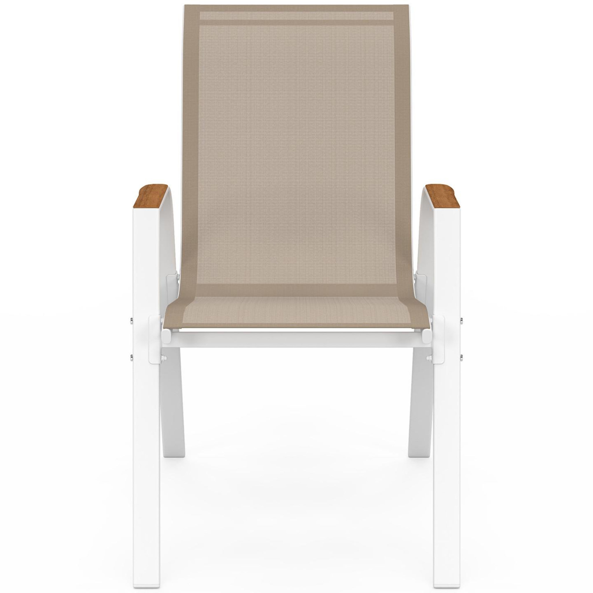 Voir la diapositive 3 : ID MARKET Lot de 6 chaises de jardin noumea métal et textilène empilables blanc et bois