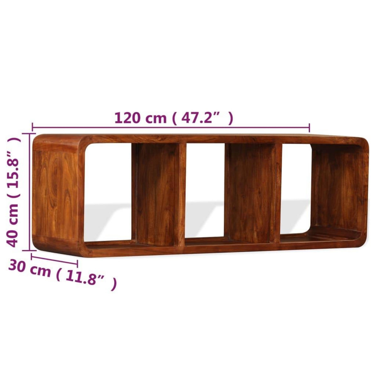 VIDAXL Meuble TV Bois massif avec finition miel 120 x 30 x 40 cm