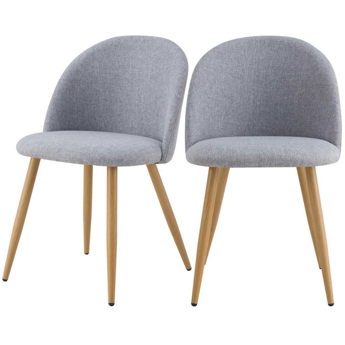 Rendez vous déco Lot de 2 chaises en tissu bleu et pieds en métal effet bois - Cozy