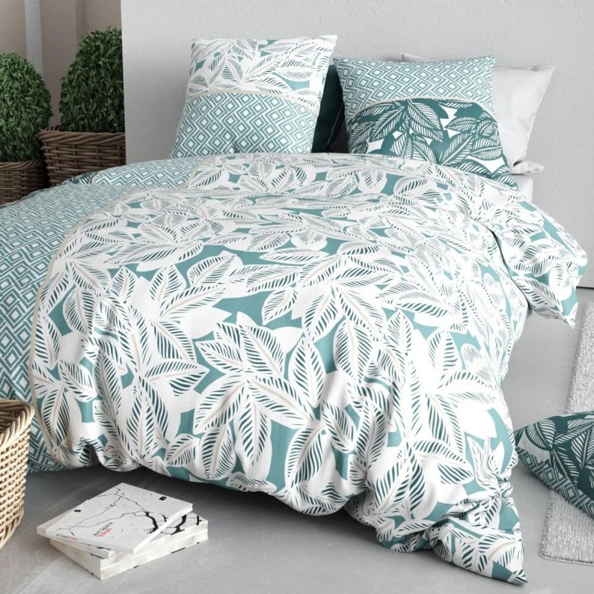 ATELIER DU COTON Housse de couette 240x220 + 2 taies en coton 57 fils