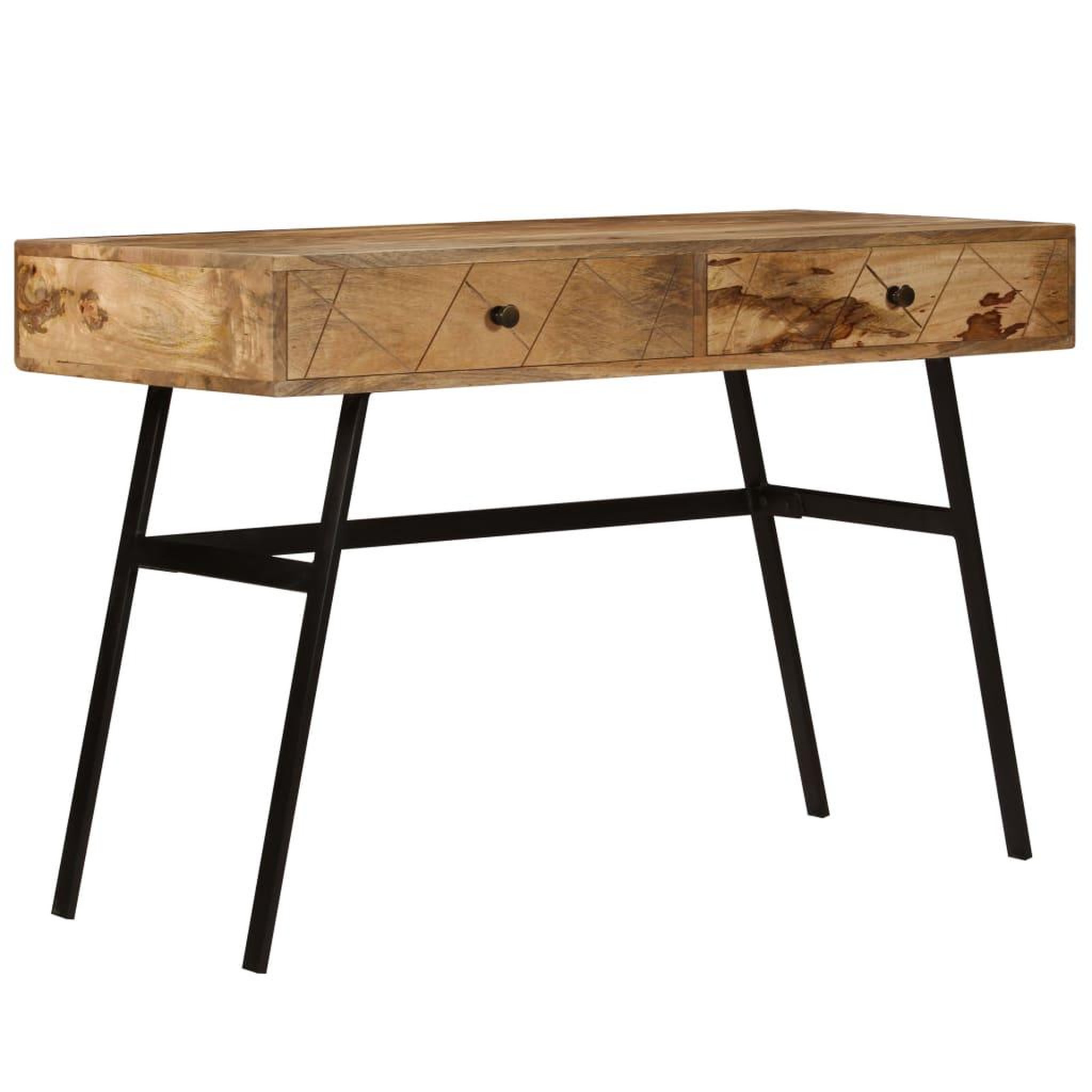 Voir la diapositive 2 : VIDAXL Bureau avec tiroirs Bois solide de manguier 110x50x76 cm
