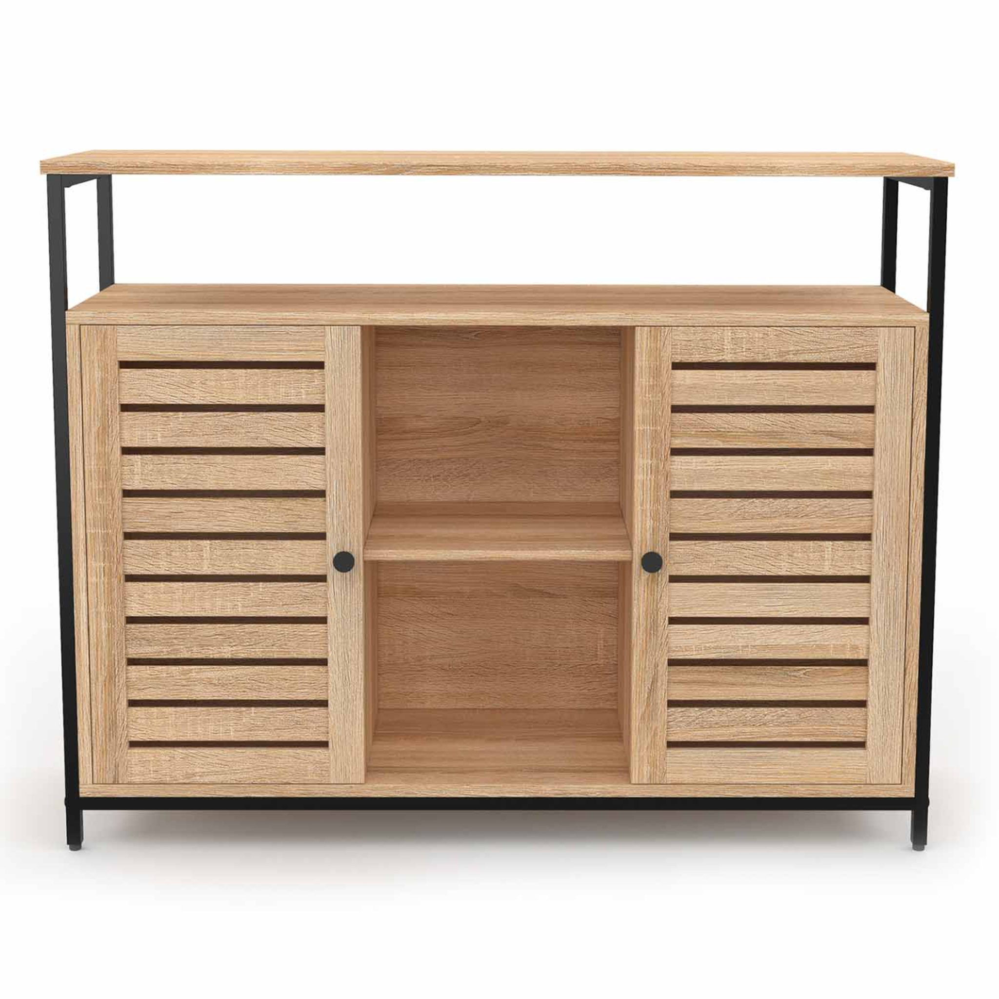 Voir la diapositive 3 : ID MARKET Buffet 2 portes persiennes 100 cm halifax design industriel