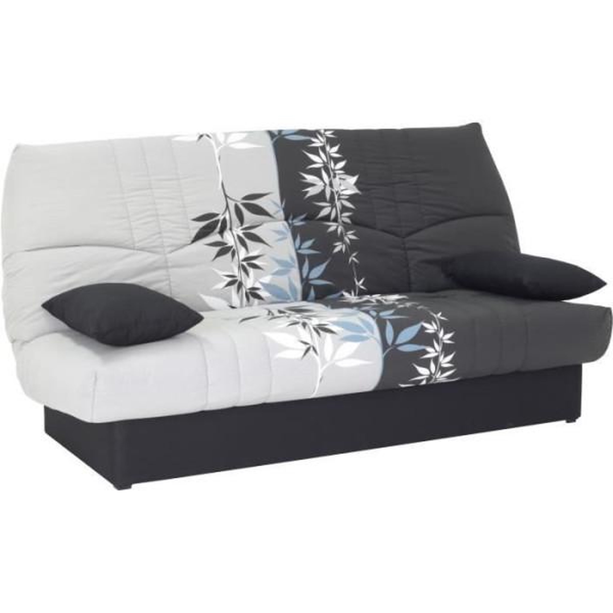 Voir la diapositive 3 : MARKET24 Clic clac 3 places DREAM - Tissu 100% Coton imprimé Ramage - Couchage 125x190 cm - L190 x P92 x H96 cm