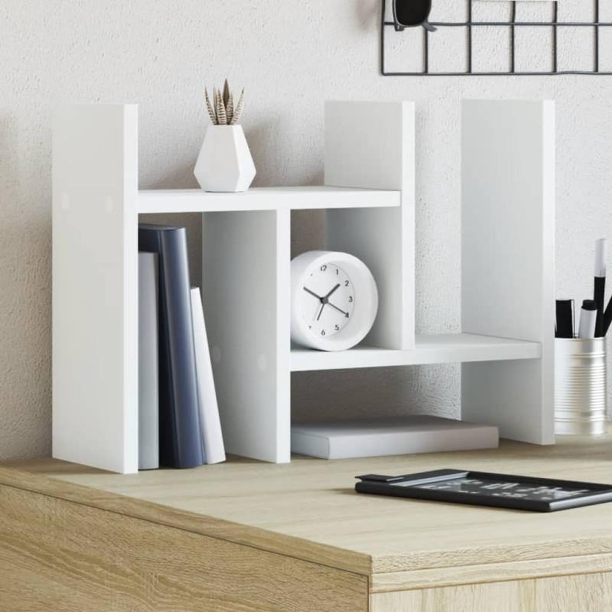 Voir la diapositive 1 : VIDAXL Organisateur de bureau blanc 34,5x15,5x35,5cm bois d ingénierie