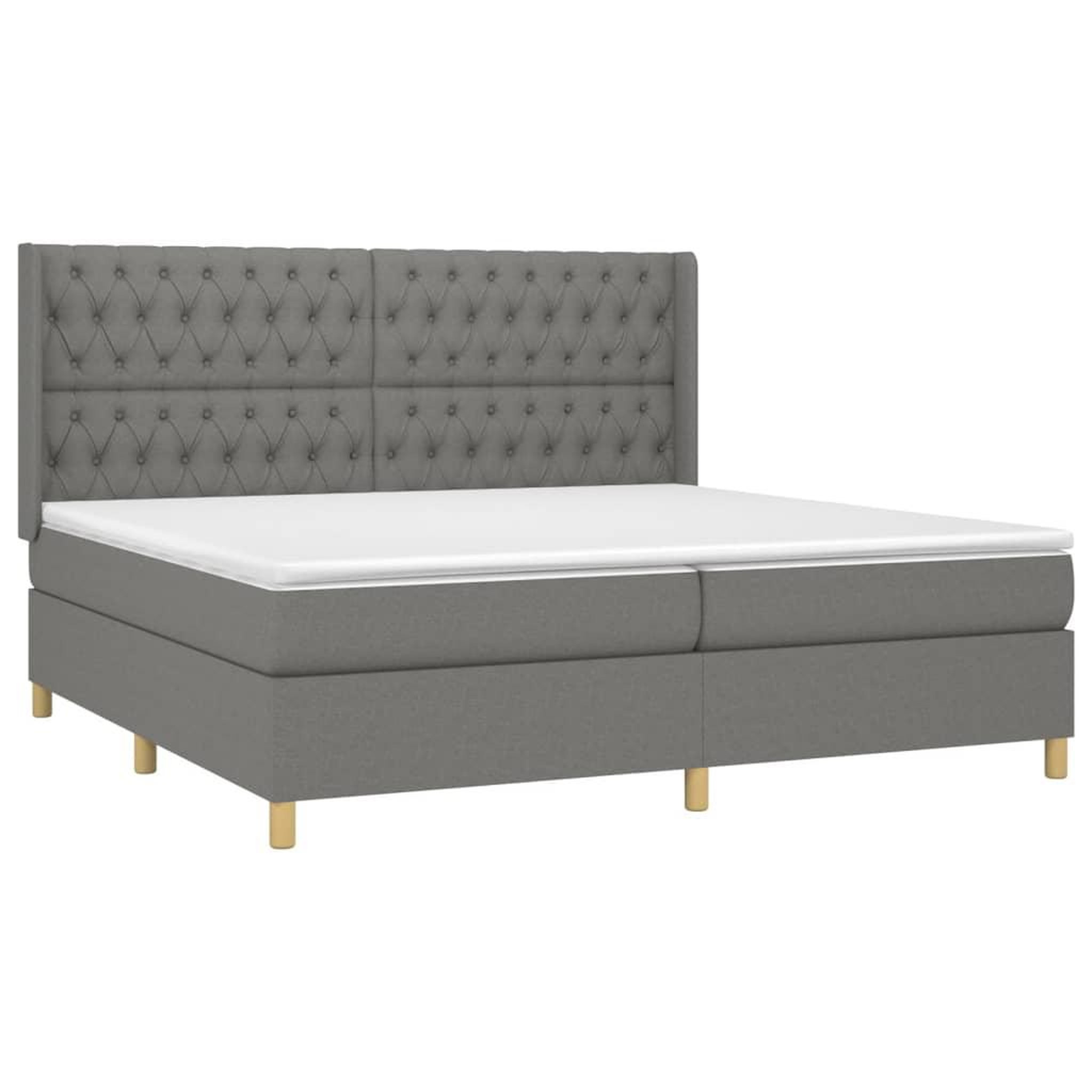 Voir la diapositive 4 : VIDAXL Sommier a lattes de lit matelas LED Gris fonce 200x200 cm Tissu