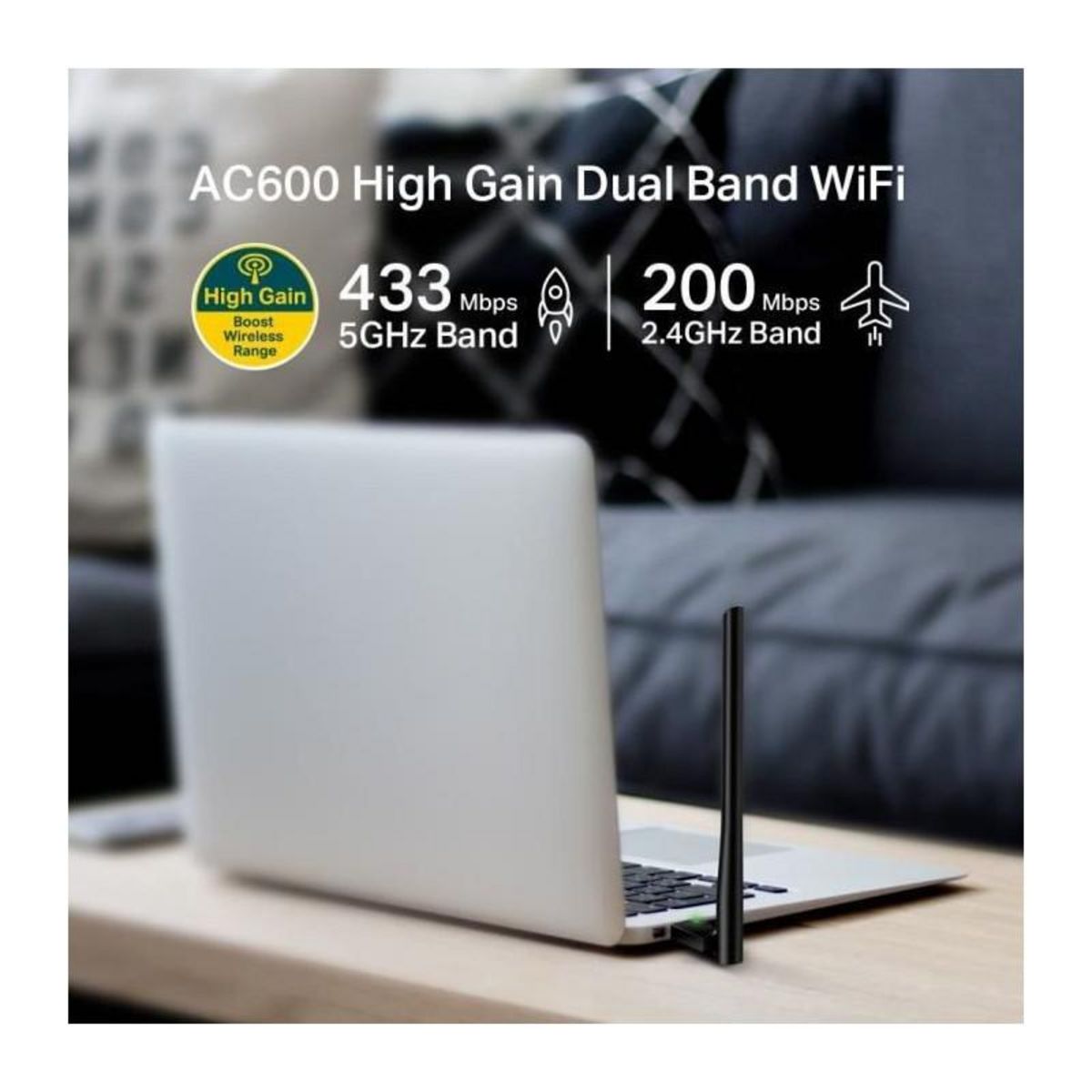 TPLINK TP-Link Archer T2U Plus Adaptateur USB WiFi bi-bande AC 600 Mbps a gain eleve