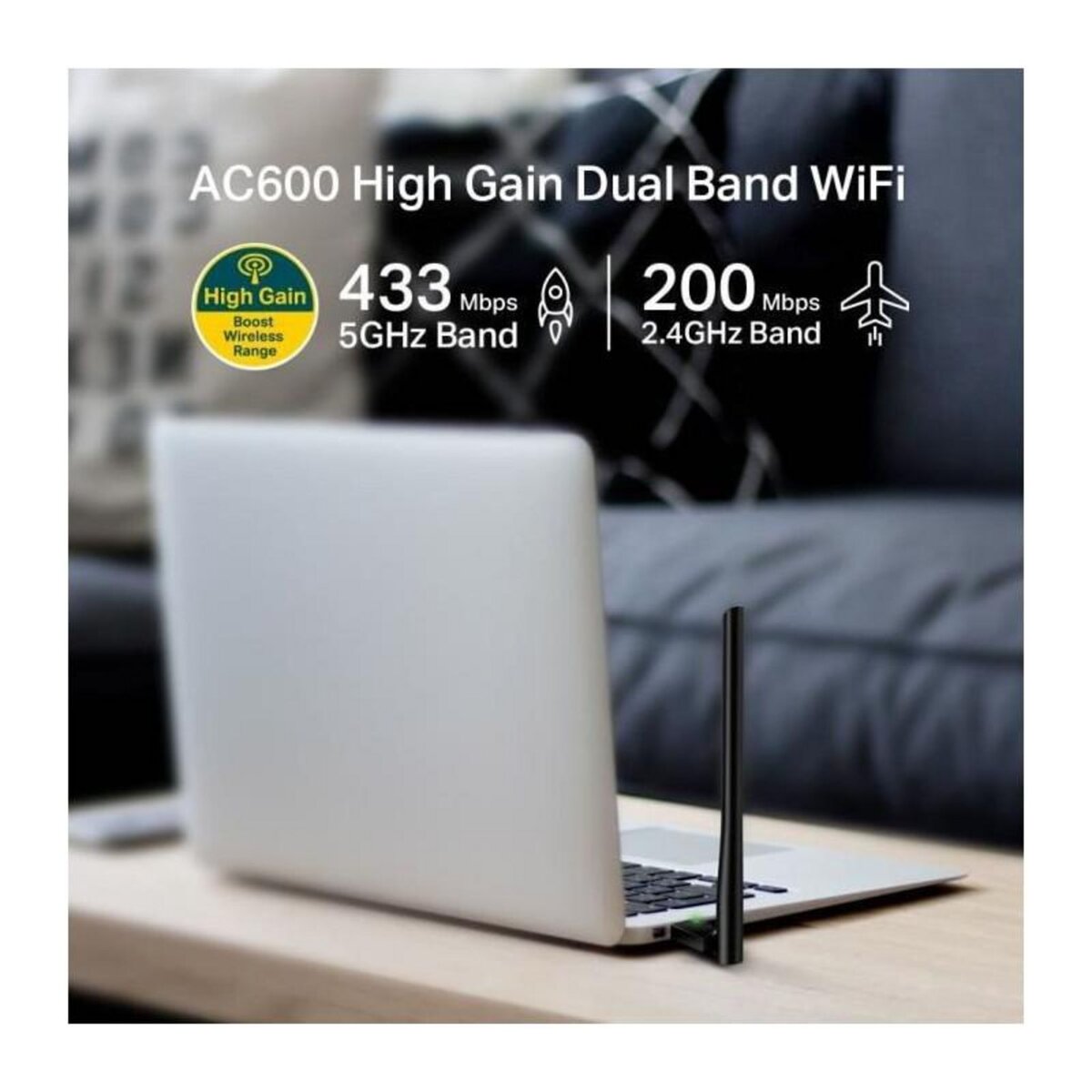 TPLINK TP-Link Archer T2U Plus Adaptateur USB WiFi bi-bande AC 600 Mbps a gain eleve