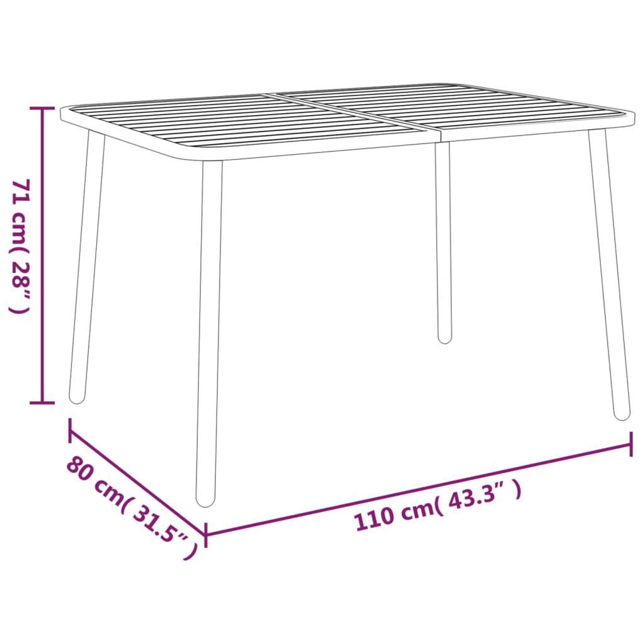 Voir la diapositive 6 : VIDAXL Table de jardin anthracite 110x80x71 cm acier