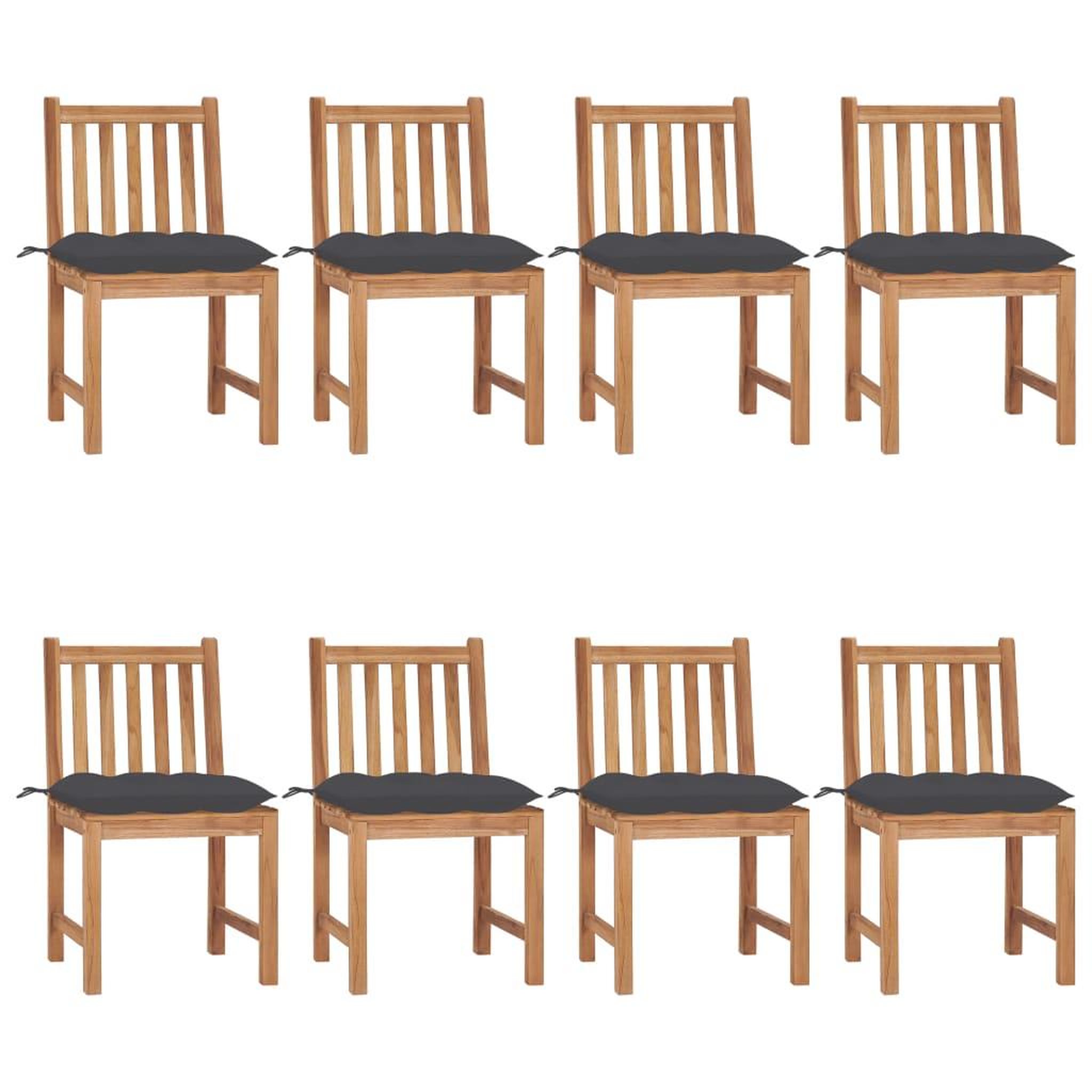 Voir la diapositive 1 : VIDAXL Chaises de jardin lot de 8 avec coussins Bois de teck massif