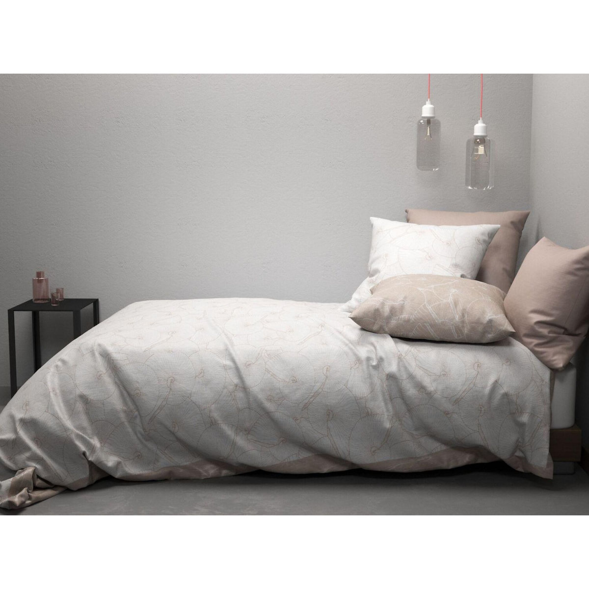 Home collection Parure housse de couette 100% coton lyocell 57fils-plage revers.