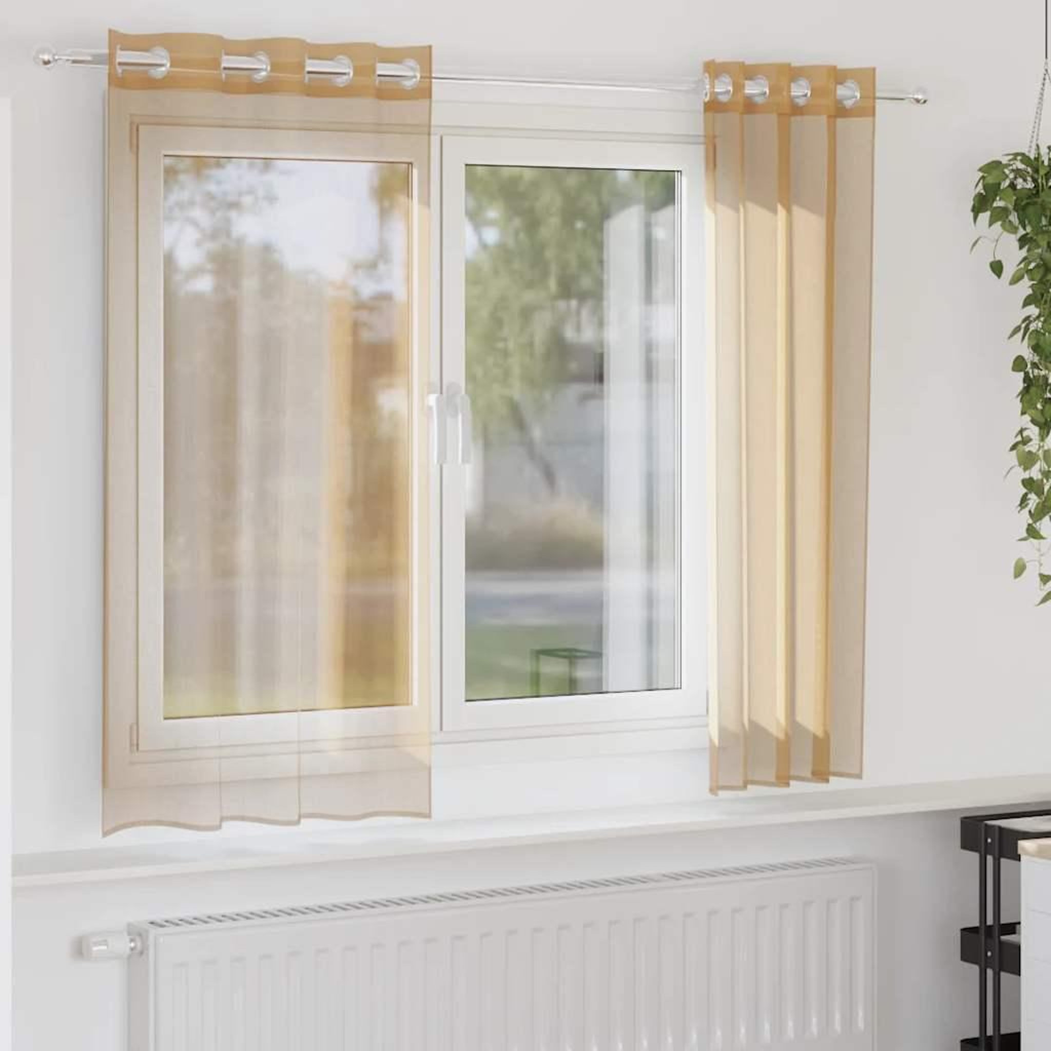 VIDAXL Rideaux en voile avec œillets 2 pcs sable
