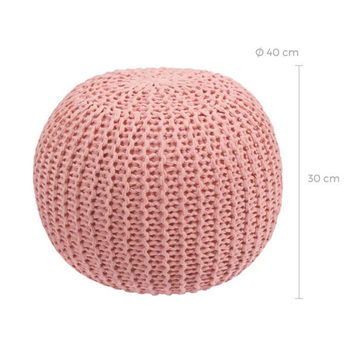 Rendez vous déco Pouf tricot rond en coton jaune moutarde D40 cm - Elisa
