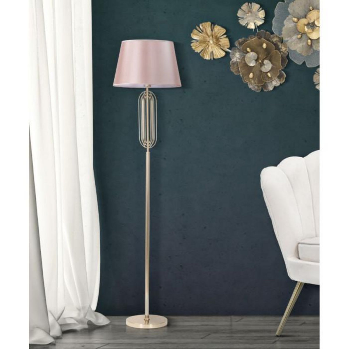 Paris Prix Lampadaire Design en Métal  Krista  168cm Rose & Or