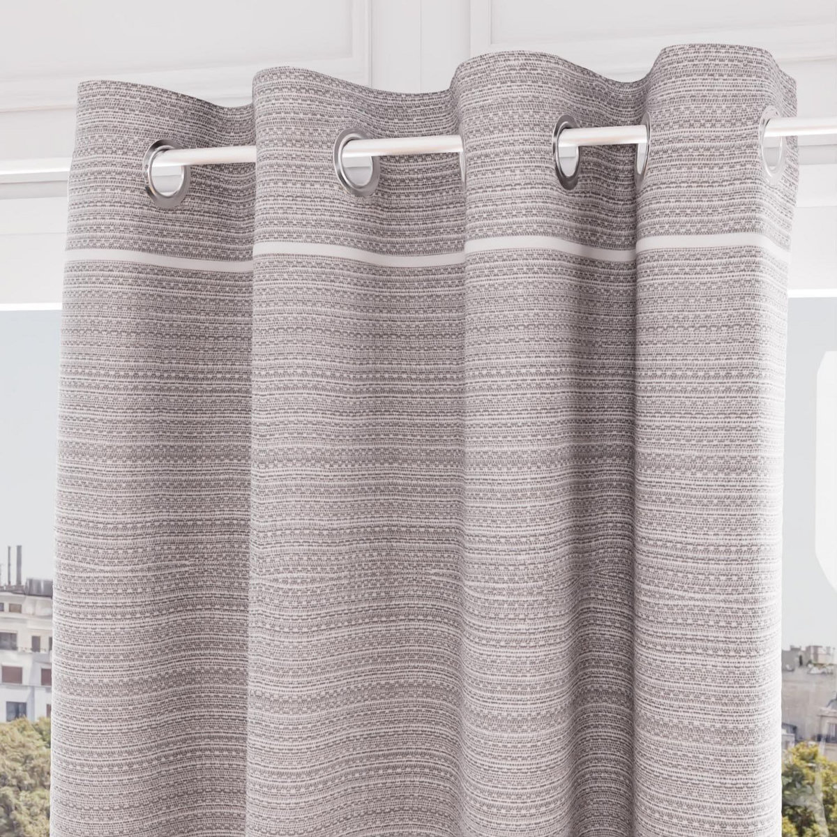 SOLEIL D'OCRE Rideau à oeillets en coton recyclé PIERRE, par Soleil d'Ocre