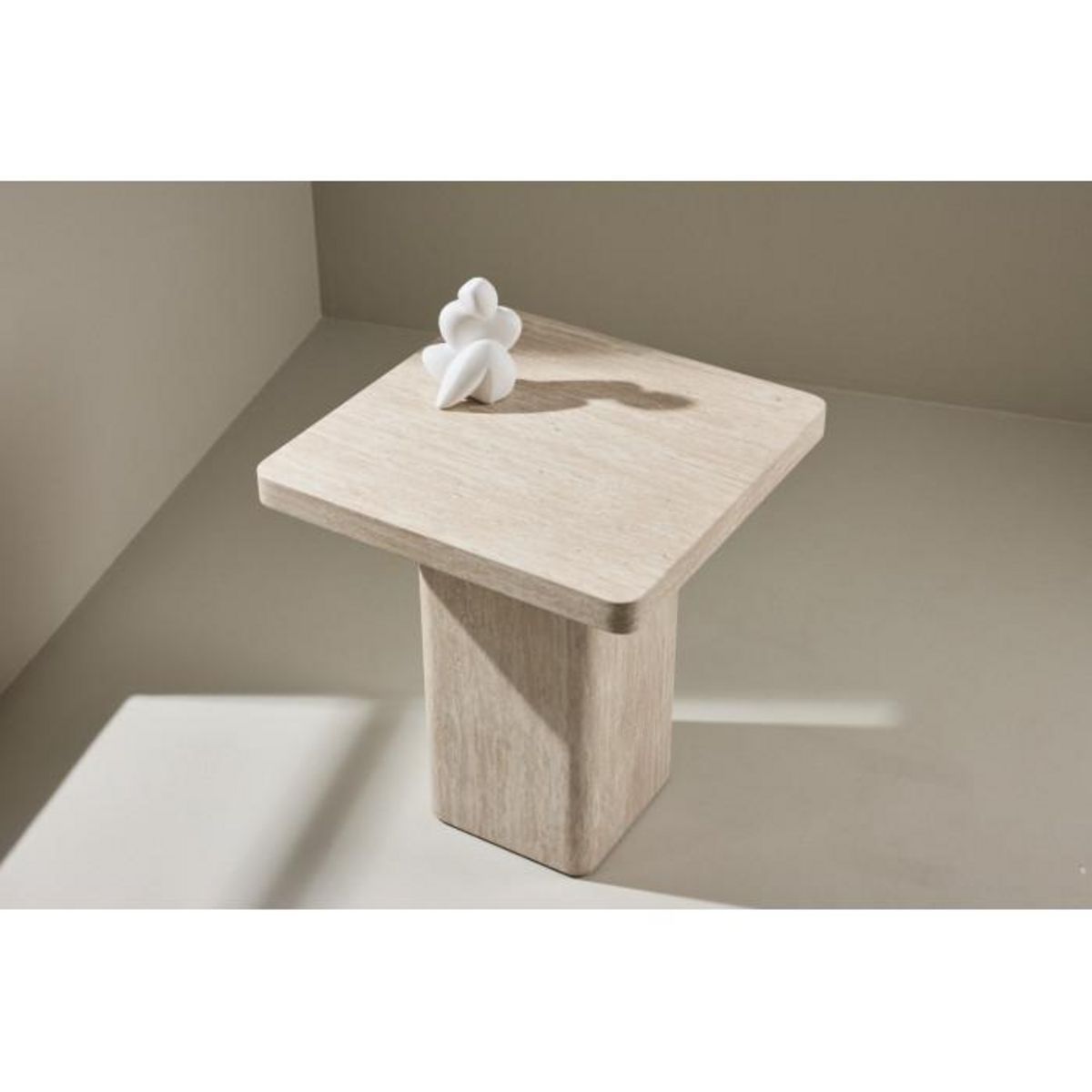 Paris Prix Table d'Appoint Effet Travertin  Qvart  56cm Beige