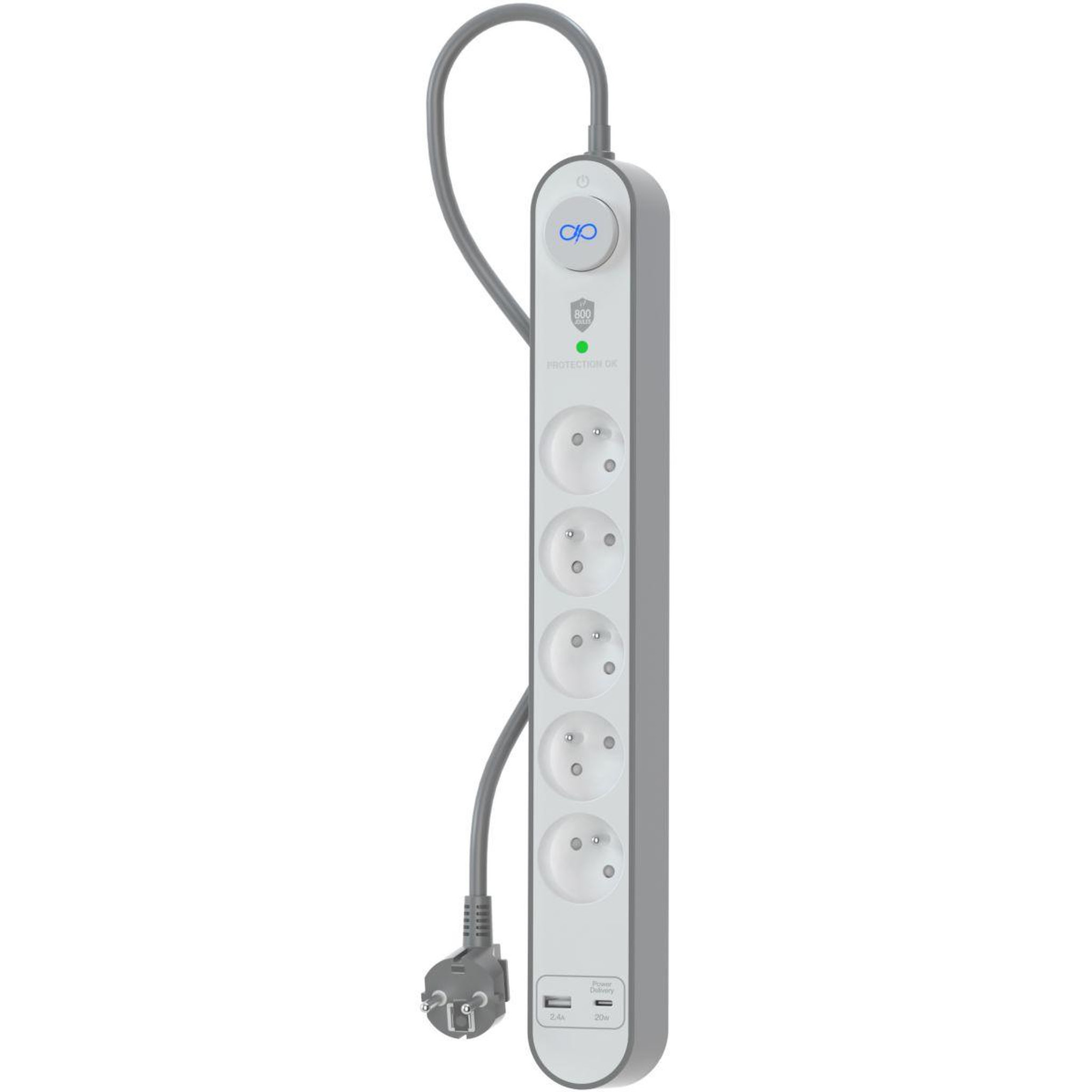 FORCE POWER Parafoudre lite 5 prises + usb a+c 800j 1.5m eu