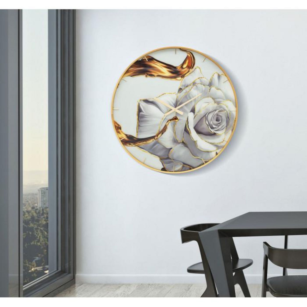 Paris Prix Horloge Murale en Verre  Rose  80cm Multicolore