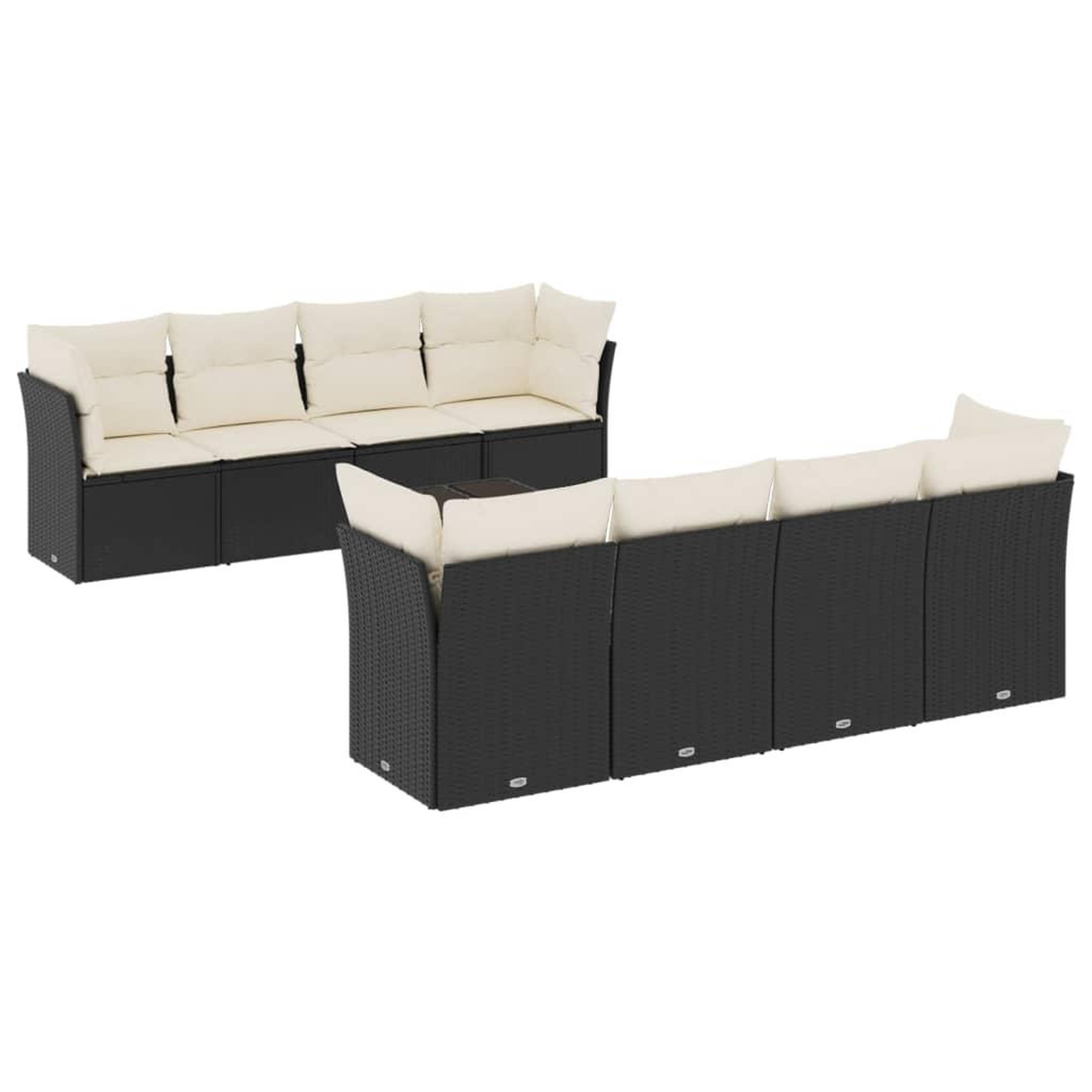 Voir la diapositive 2 : VIDAXL Salon de jardin 9 pcs avec coussins noir resine tressee
