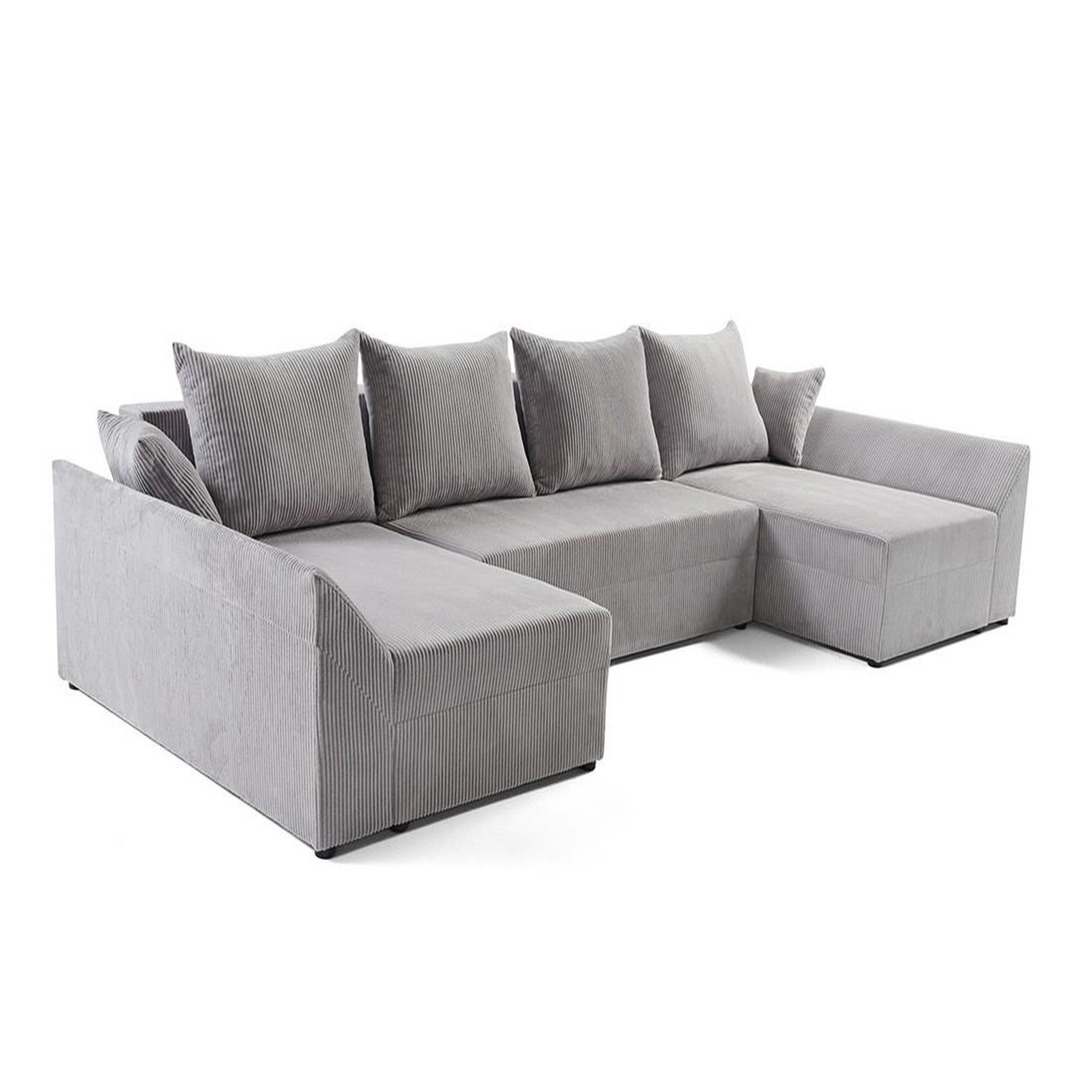 Voir la diapositive 4 : BEST MOBILIER Mike - canapé panoramique en u - 7 places - convertible avec coffre - en velours côtelé