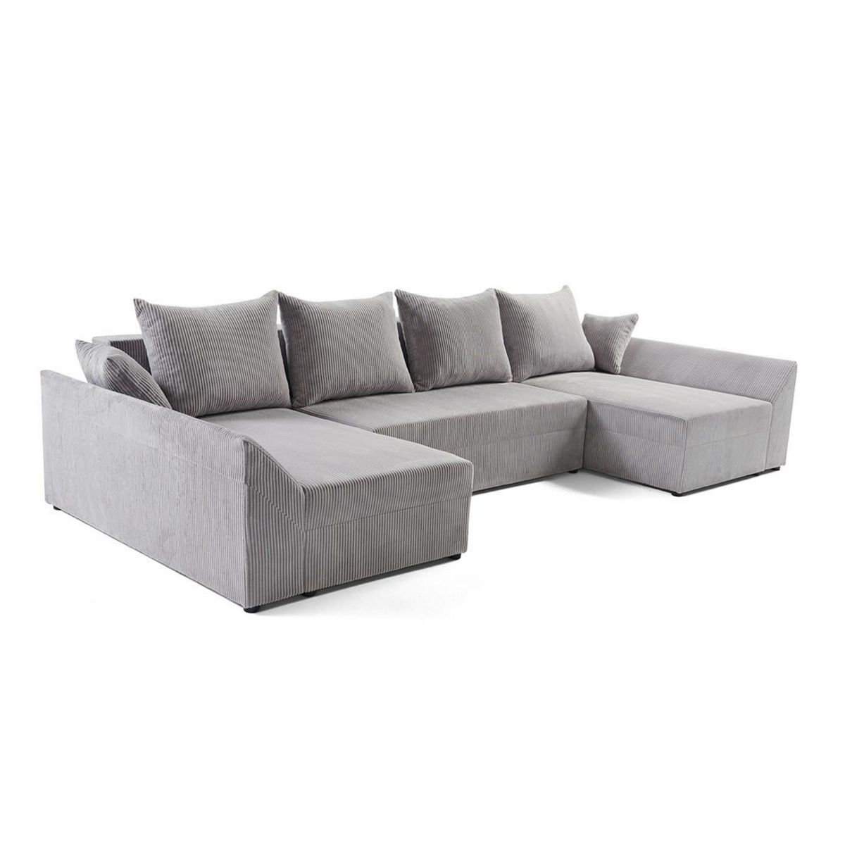 BEST MOBILIER Mike - canapé panoramique en u - 7 places - convertible avec coffre - en velours côtelé