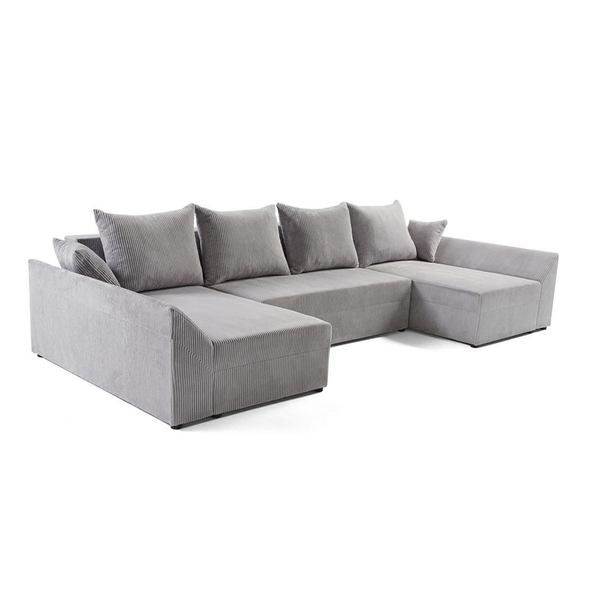 BEST MOBILIER Mike - canapé panoramique en u - 7 places - convertible avec coffre - en velours côtelé