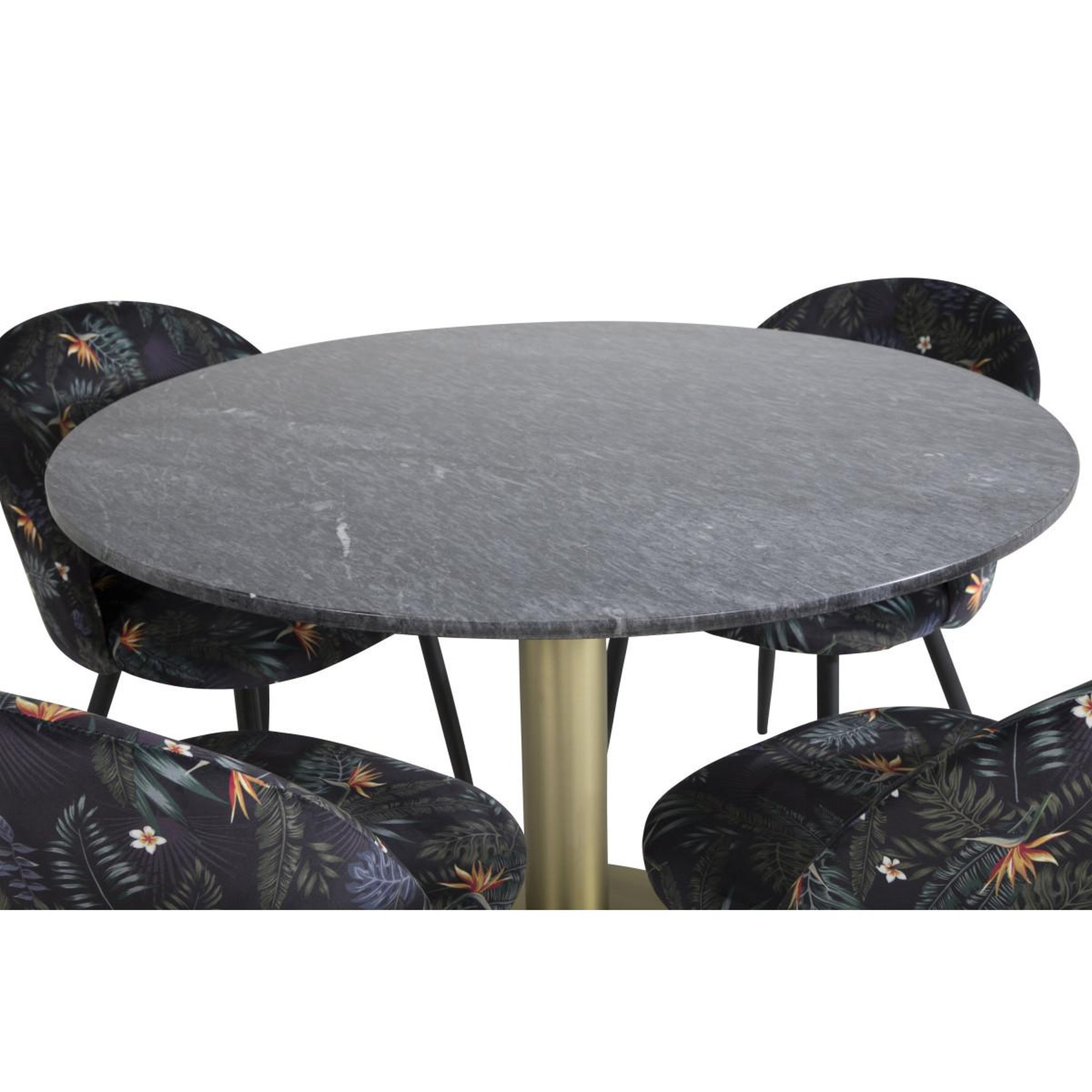 Voir la diapositive 3 : Paris Prix Ensemble table à manger & 4 chaises  estelle ii & velvet  106cm gris foncé & noir