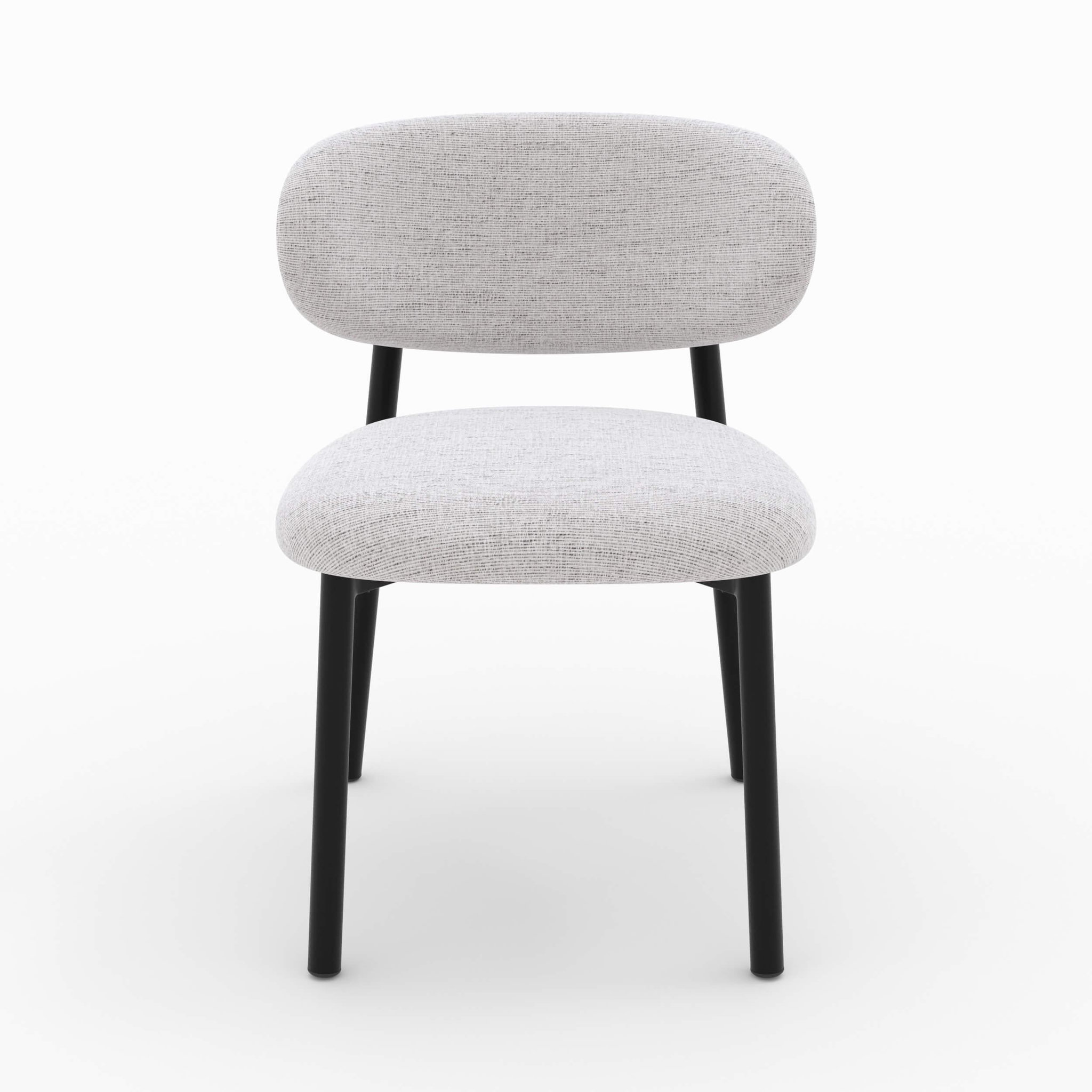 Voir la diapositive 5 : MAISON PAVANE Lot de 2 chaises en tissu gris clair chiné et pieds en métal noir-nao