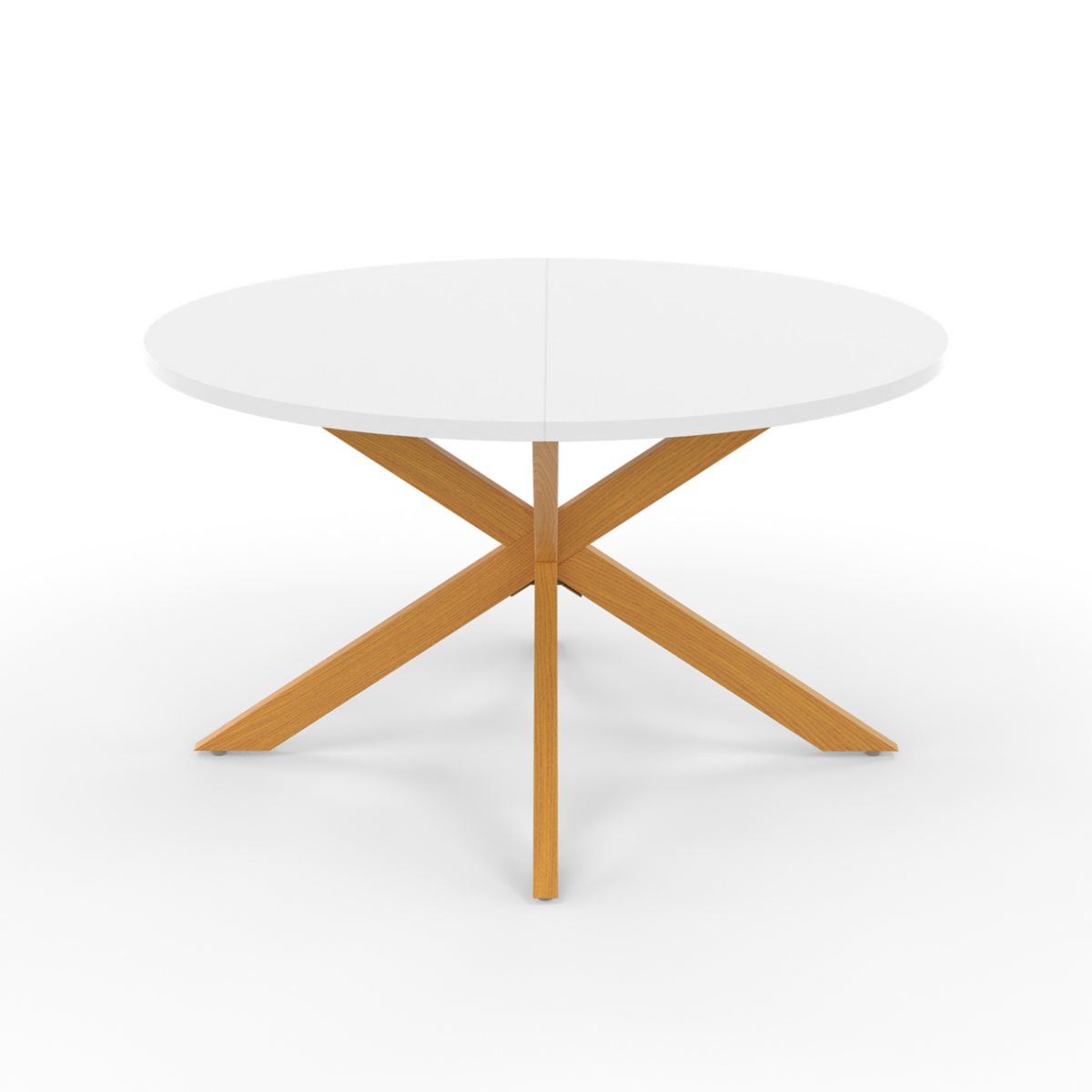 ID MARKET Table basse GISELE ronde 70 cm pied araignée plateau blanc et pied effet bois