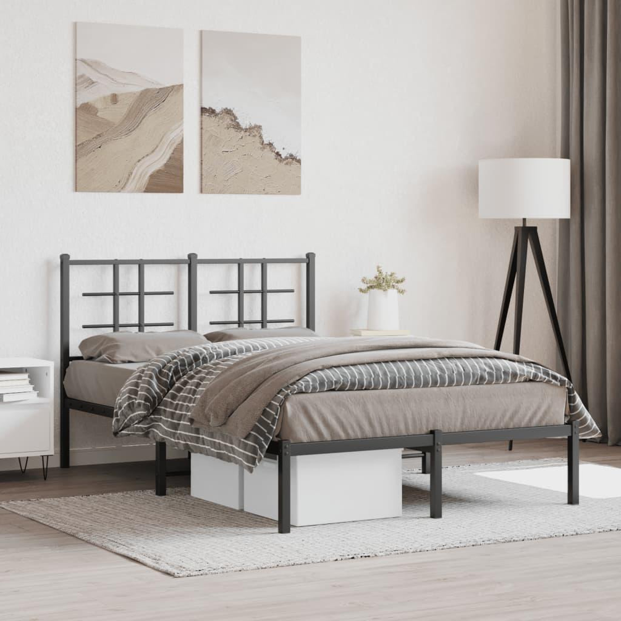 VIDAXL Cadre de lit metal sans matelas avec tete de lit noir 120x190cm
