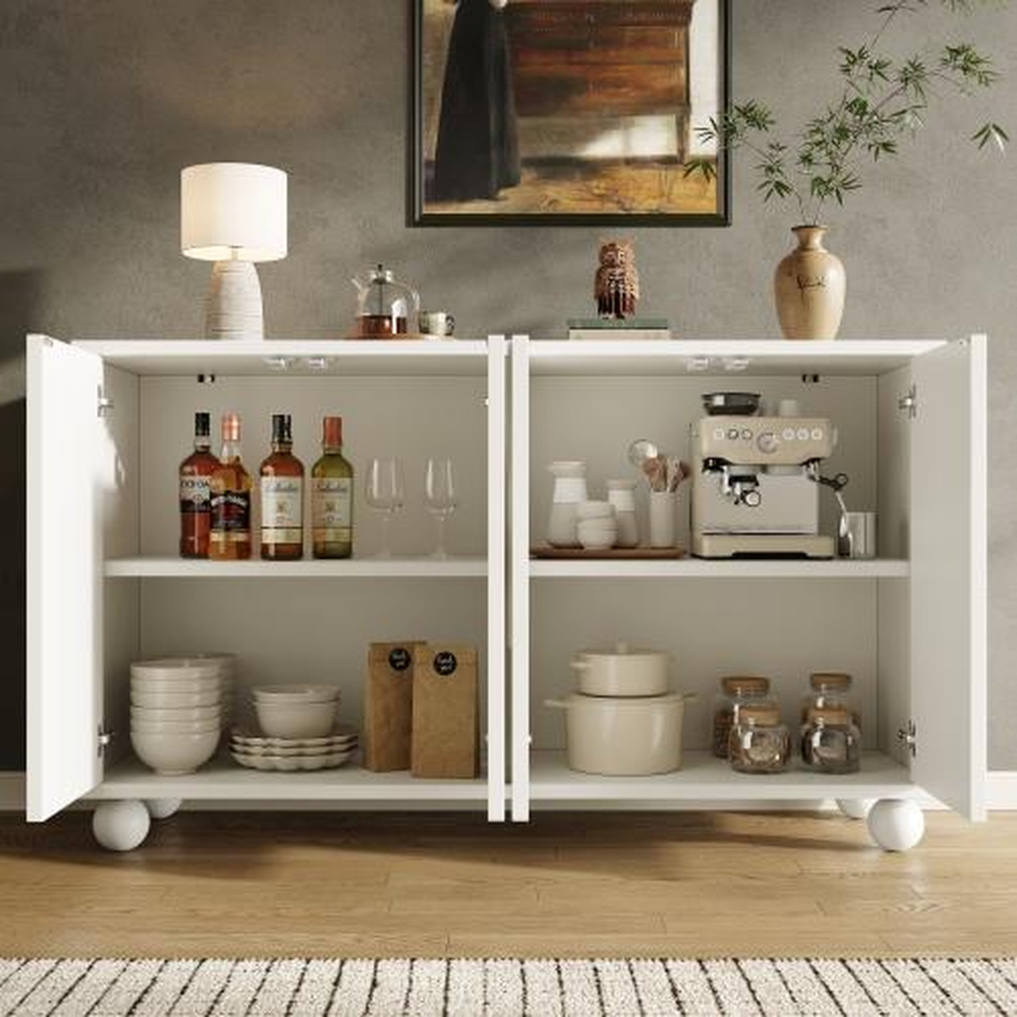 Voir la diapositive 2 : MERAX Buffet 4 porte(s) 0 tiroir(s) - 120 cm blanc mdf