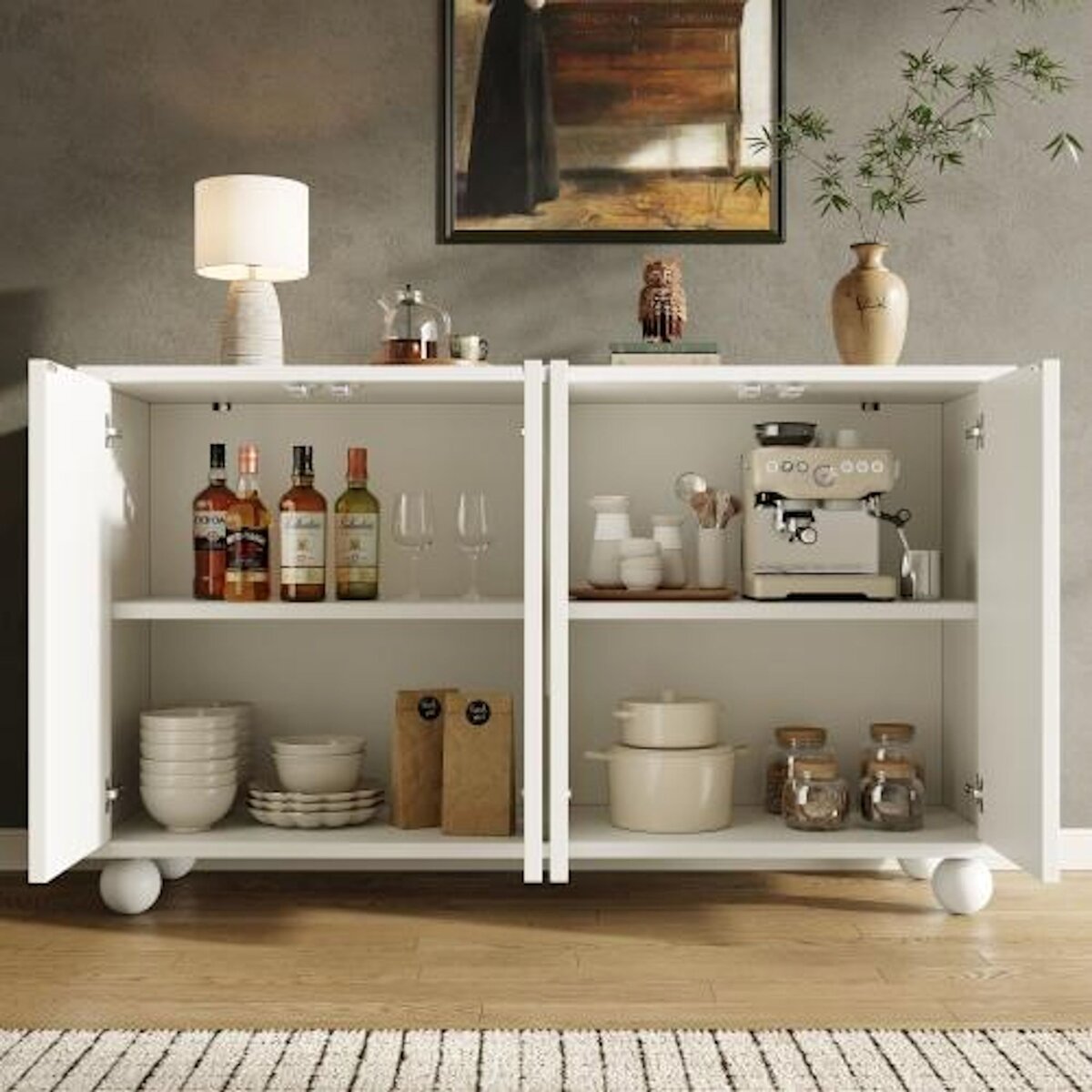 MERAX Buffet 4 porte(s) 0 tiroir(s) - 120 cm blanc mdf