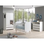 Paris Prix Pack - Lit Bébé 60x120cm, Commode, Plan à Langer & Armoire 2 Portes  Kiddy  Blanc