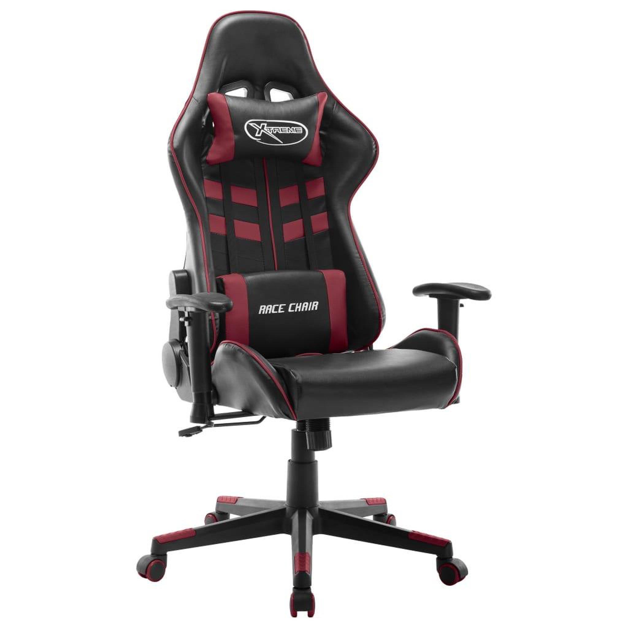 VIDAXL Chaise de jeu Noir et rouge bordeaux Cuir artificiel