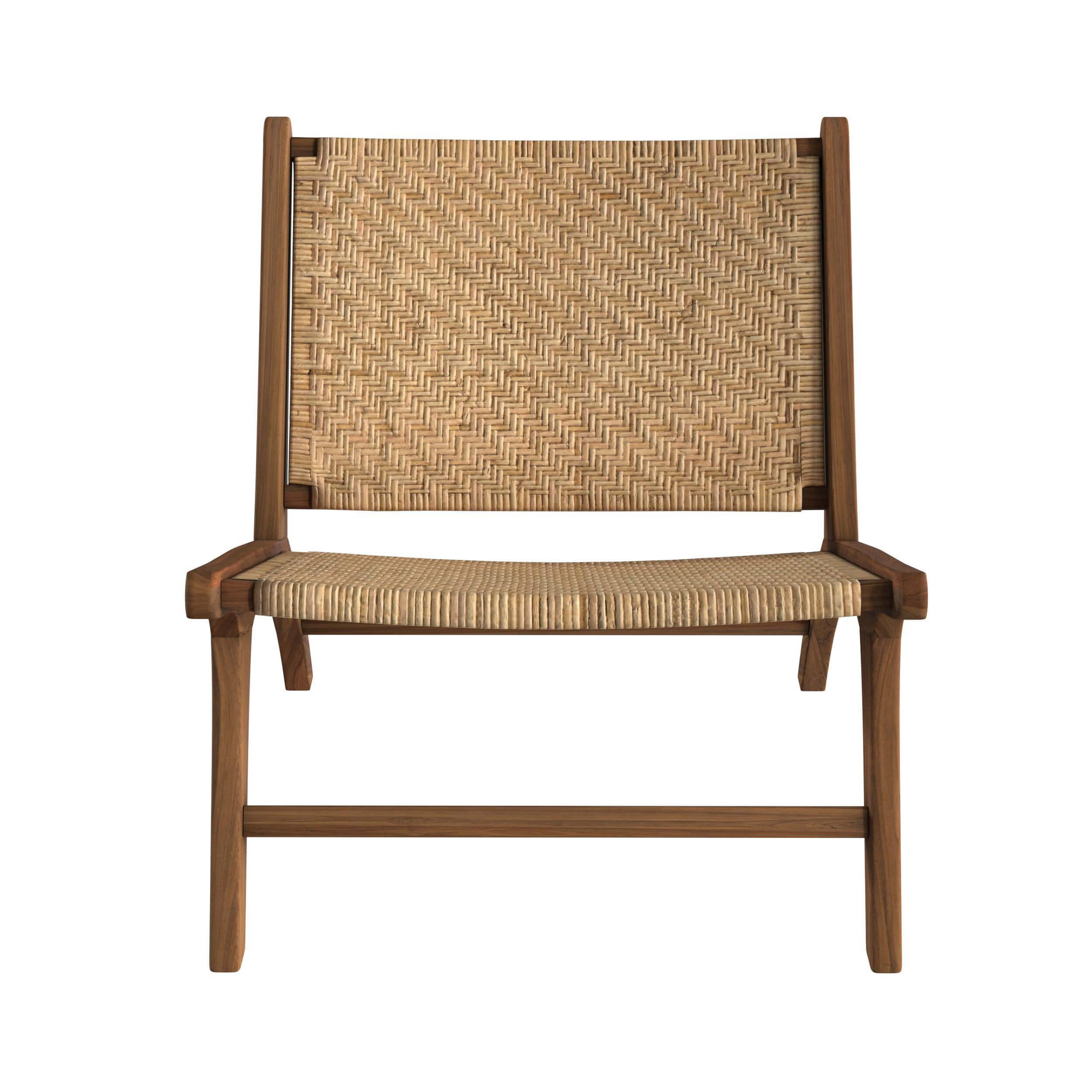 Voir la diapositive 6 : MAISON PAVANE Fauteuil en bois de teck et tressage chevron en rotin-Kilka