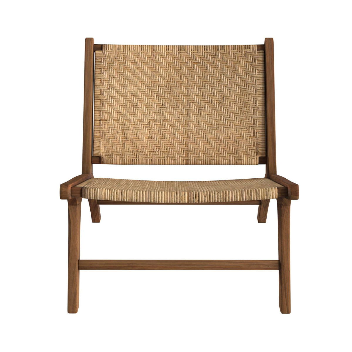 Rendez vous déco Fauteuil en bois de teck et tressage chevron en rotin-Kilka
