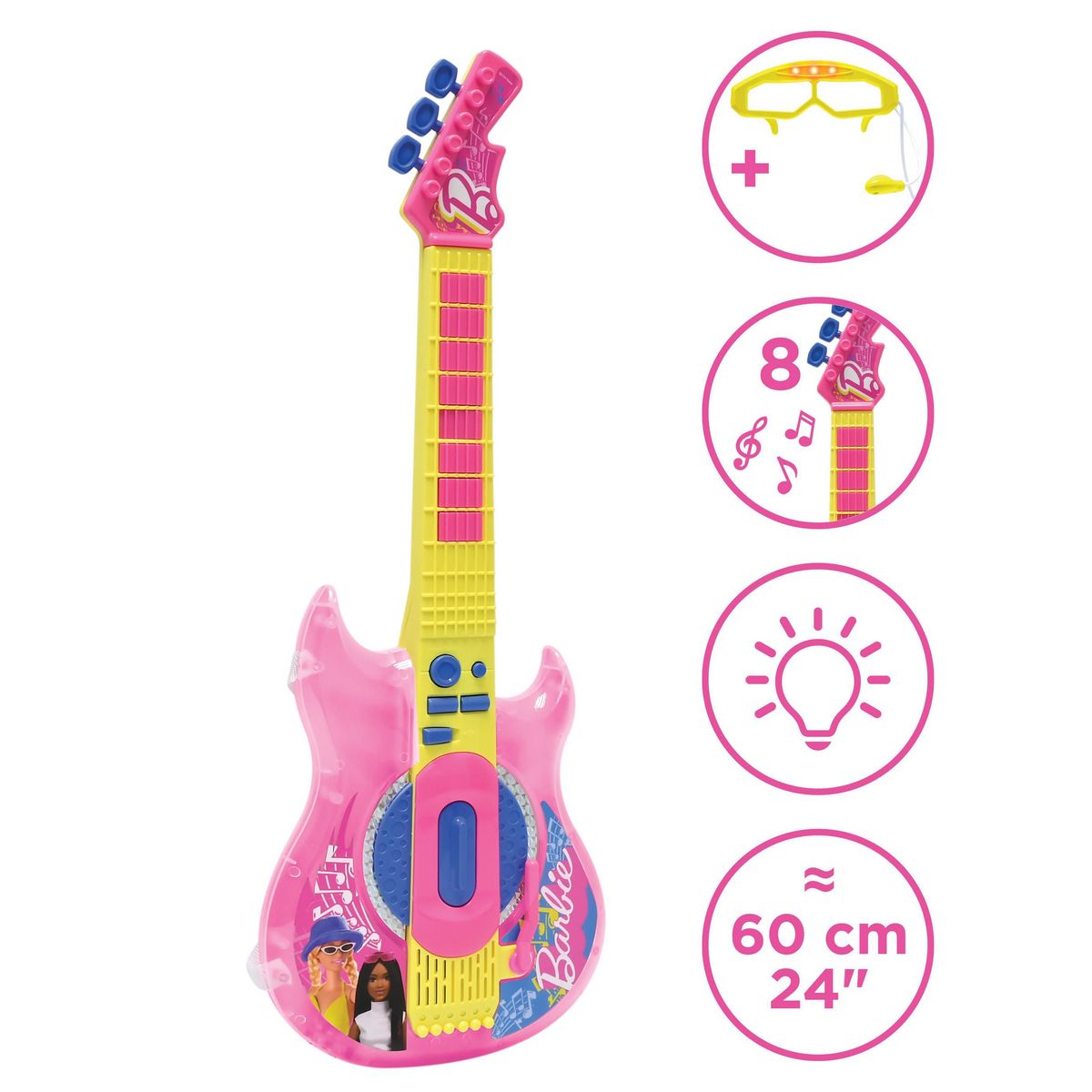 Lexibook Guitare Électronique Lumineuse avec lunettes et micro Barbie