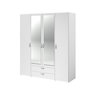 Voir la diapositive 1 : PARISOT Armoire VARIA - Décor blanc - 4 portes battantes + 2 miroirs + 2 tiroirs - L 160 x H 185 x P 51 cm - PARISOT