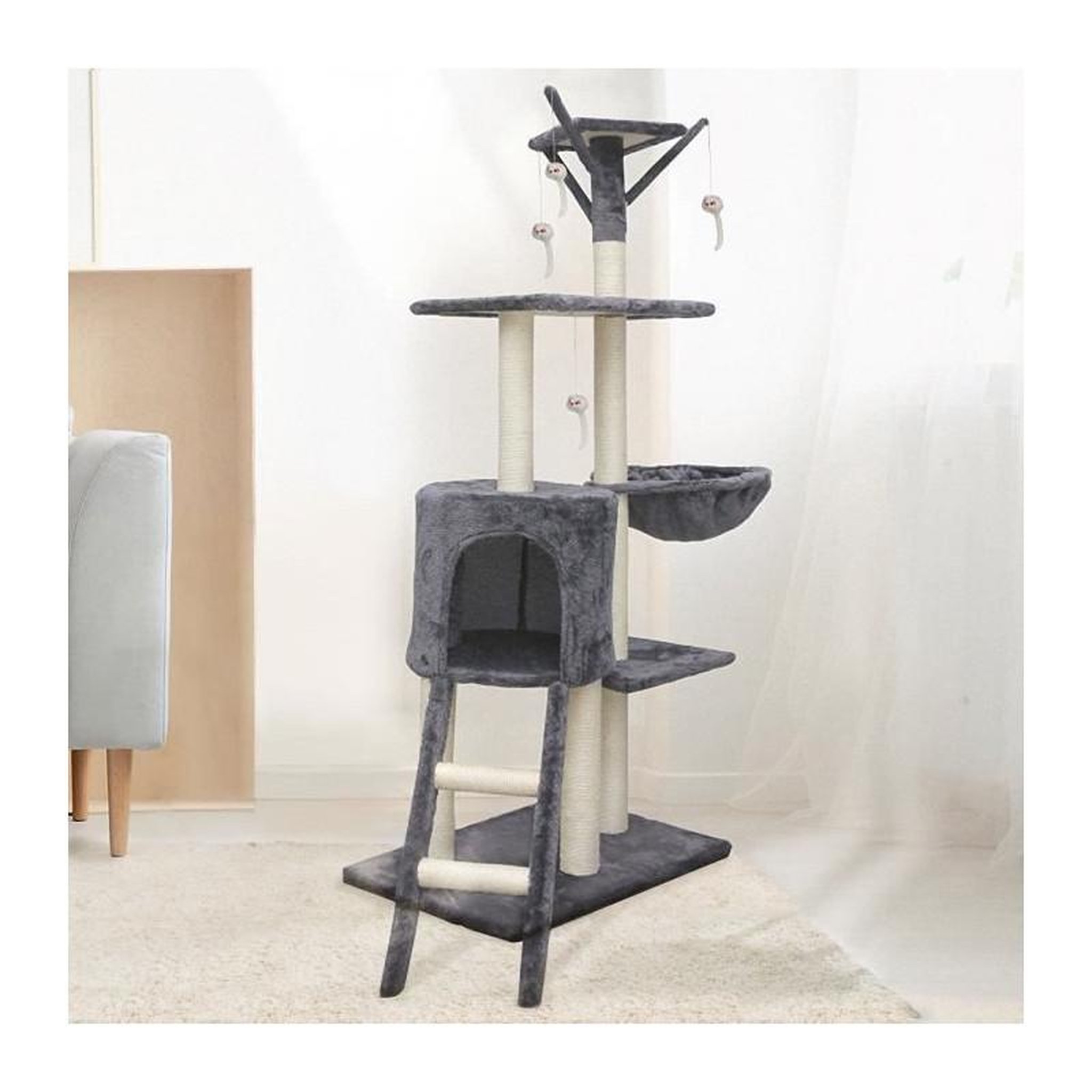Voir la diapositive 2 : GENERIQUE JIPSY Arbre a chat Gris - 79 x 34 x 138 cm - Gris