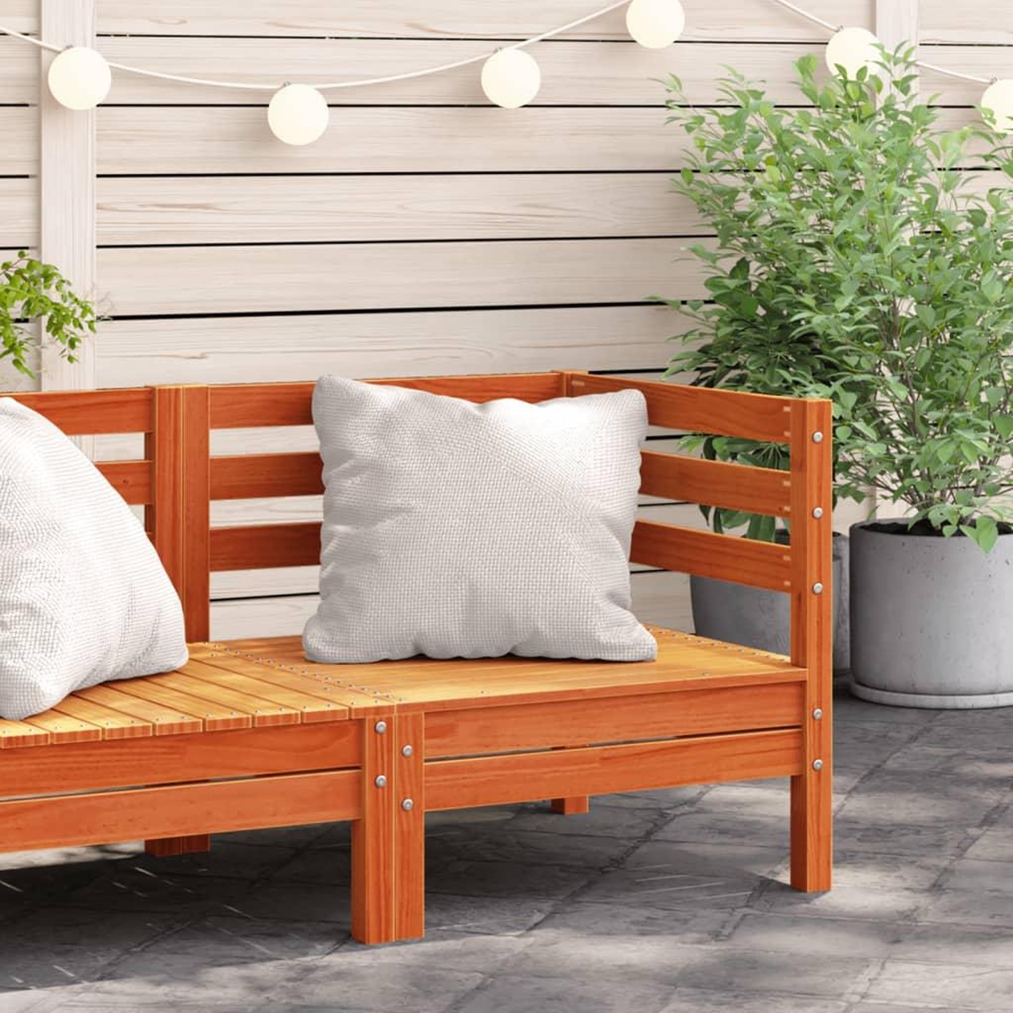 VIDAXL Canape d'angle de jardin cire marron bois de pin massif