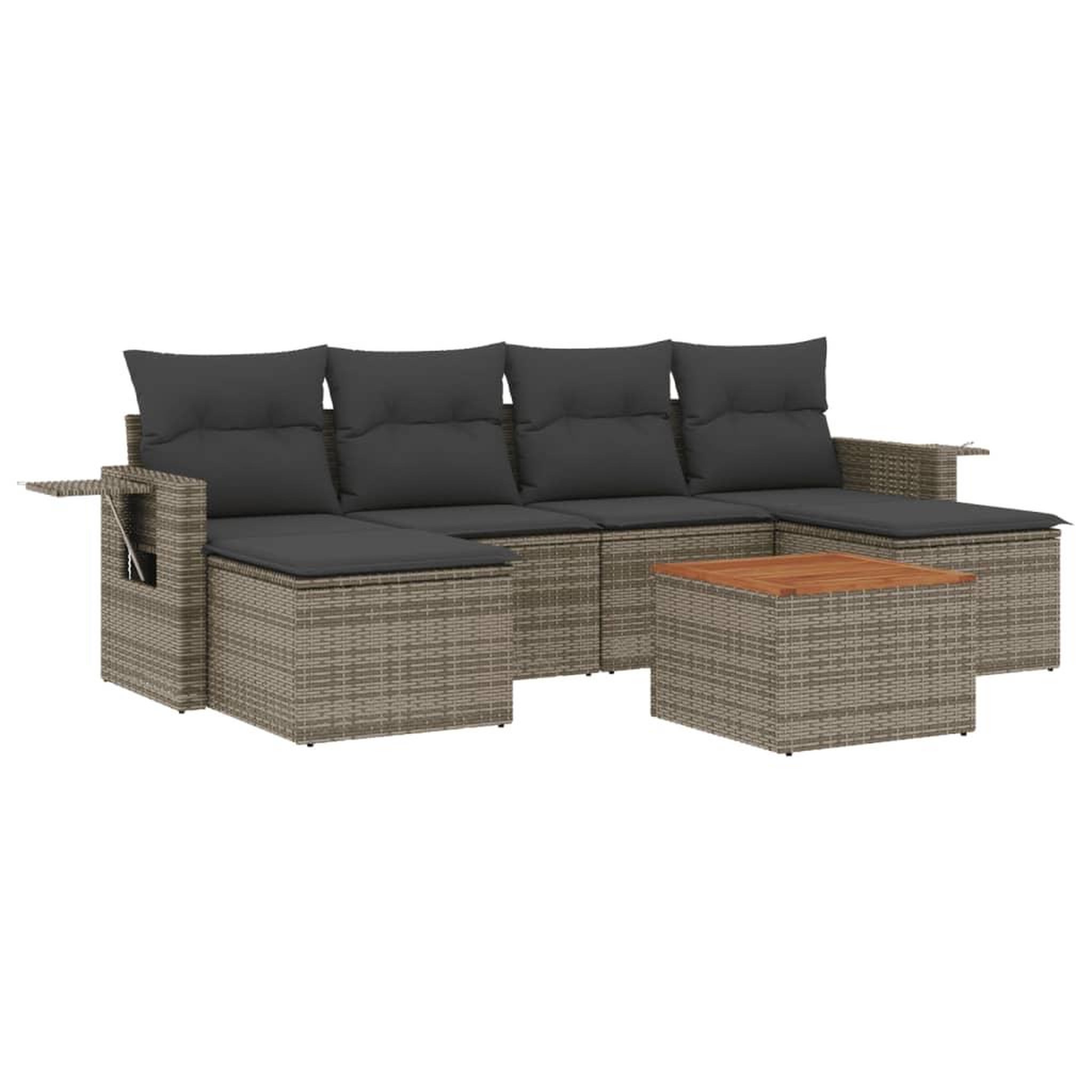 Voir la diapositive 2 : VIDAXL Salon de jardin avec coussins 7 pcs gris resine tressee