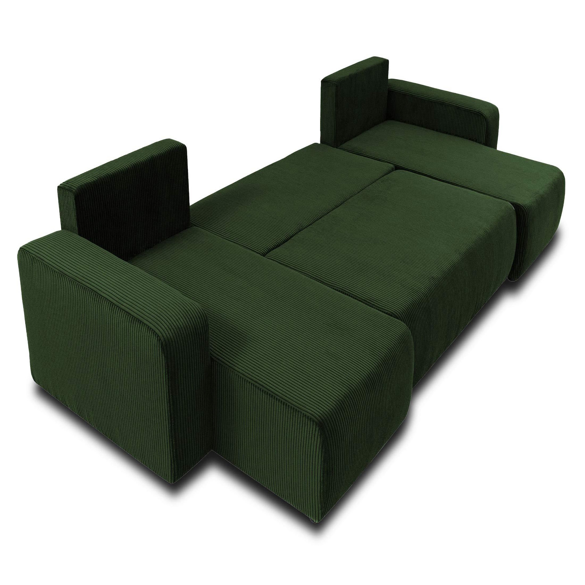 Voir la diapositive 3 : BEST MOBILIER Artemisa - canapé panoramique en u - 7 places - convertible avec coffre - en velours côtelé