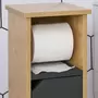 HOMCOM Support papier toilette - porte-papier toilette - armoire pour papier toilette - 2 niveaux + sortie papier MDF gris bambou
