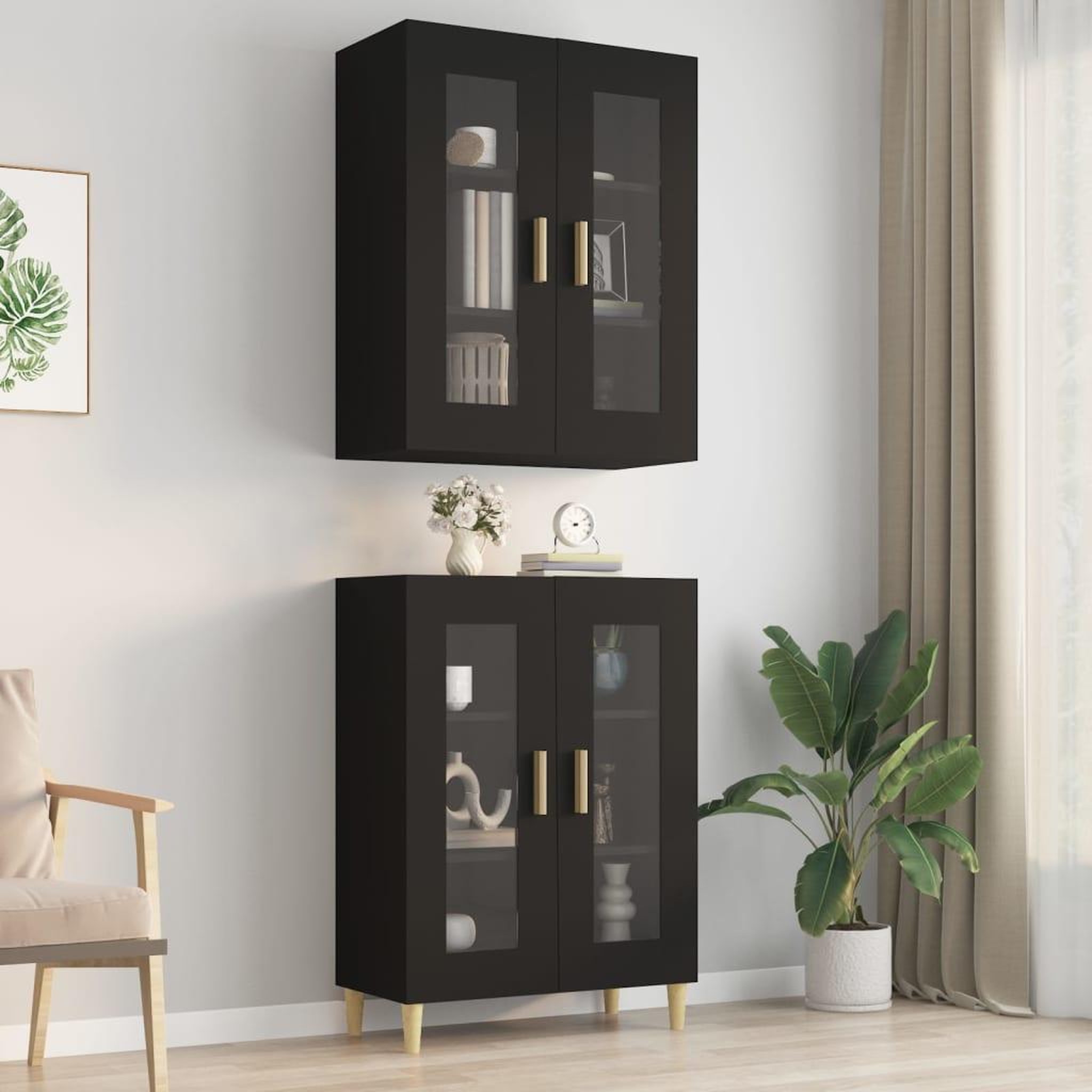 Voir la diapositive 1 : VIDAXL Armoire murale suspendue Noir 69,5x34x90 cm